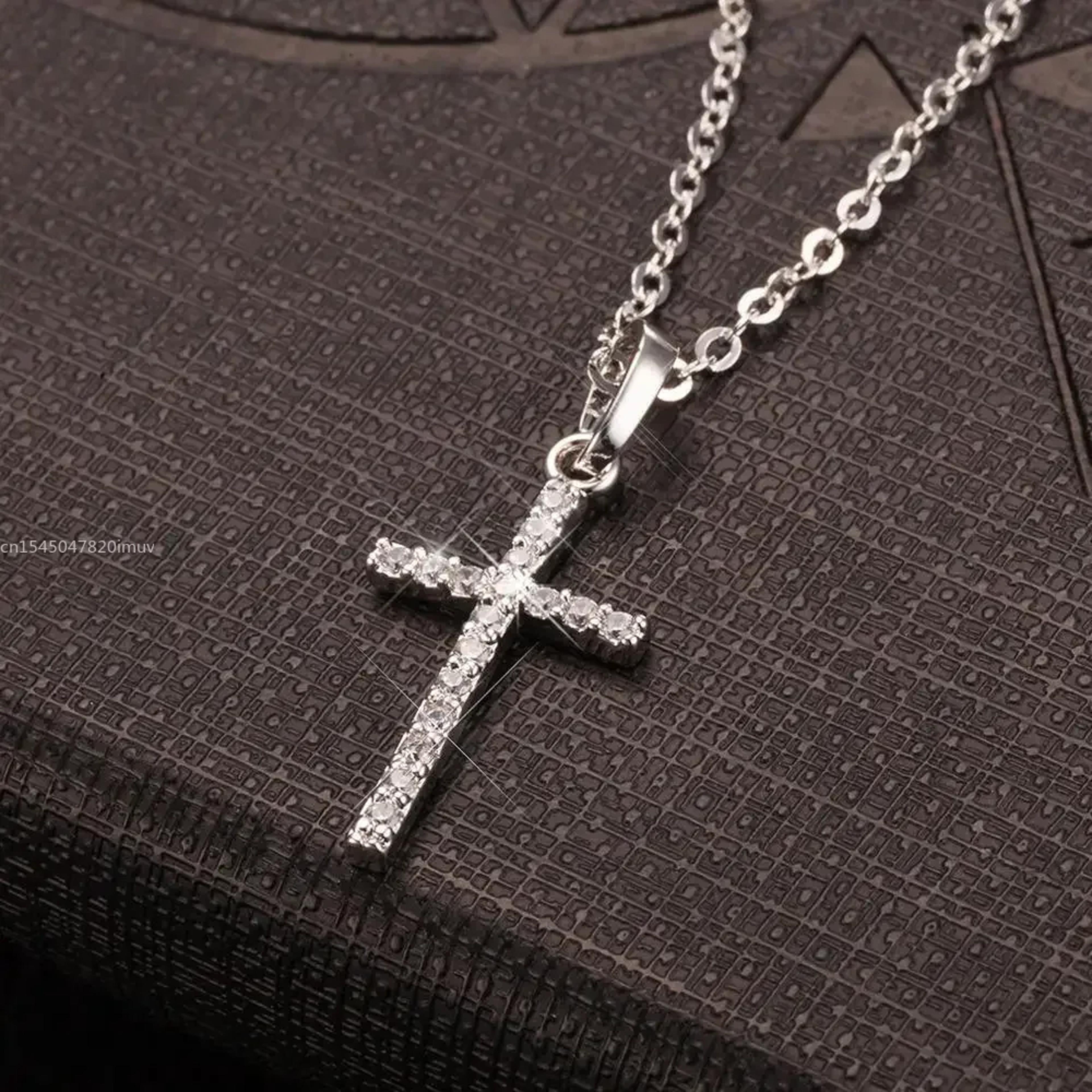 luxury zircon cross pendant necklace gold silver fashion cross necklace for men & women jewelry chain