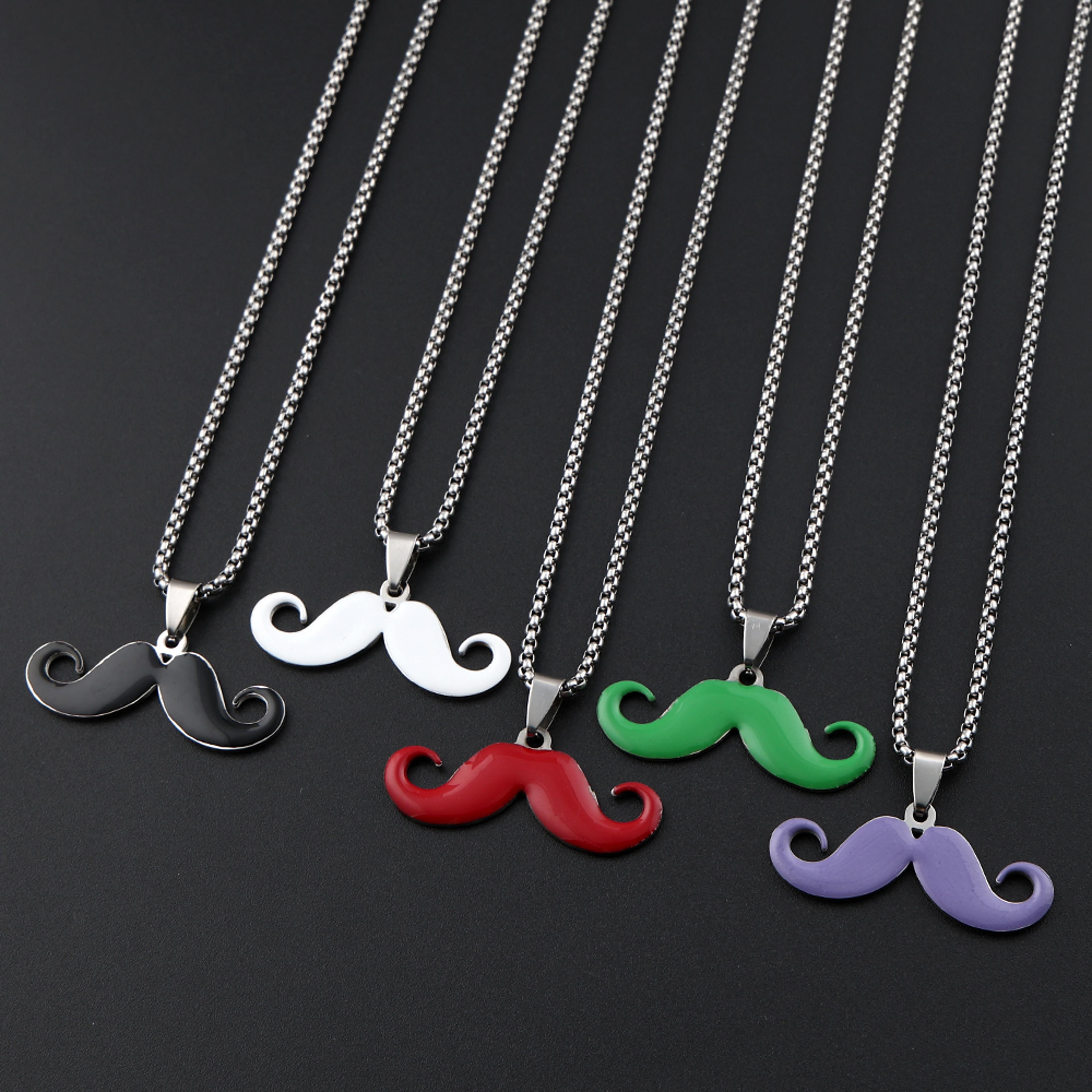 vintage mustache necklace stainless steel hip hop chain pendant unisex fashion jewelry