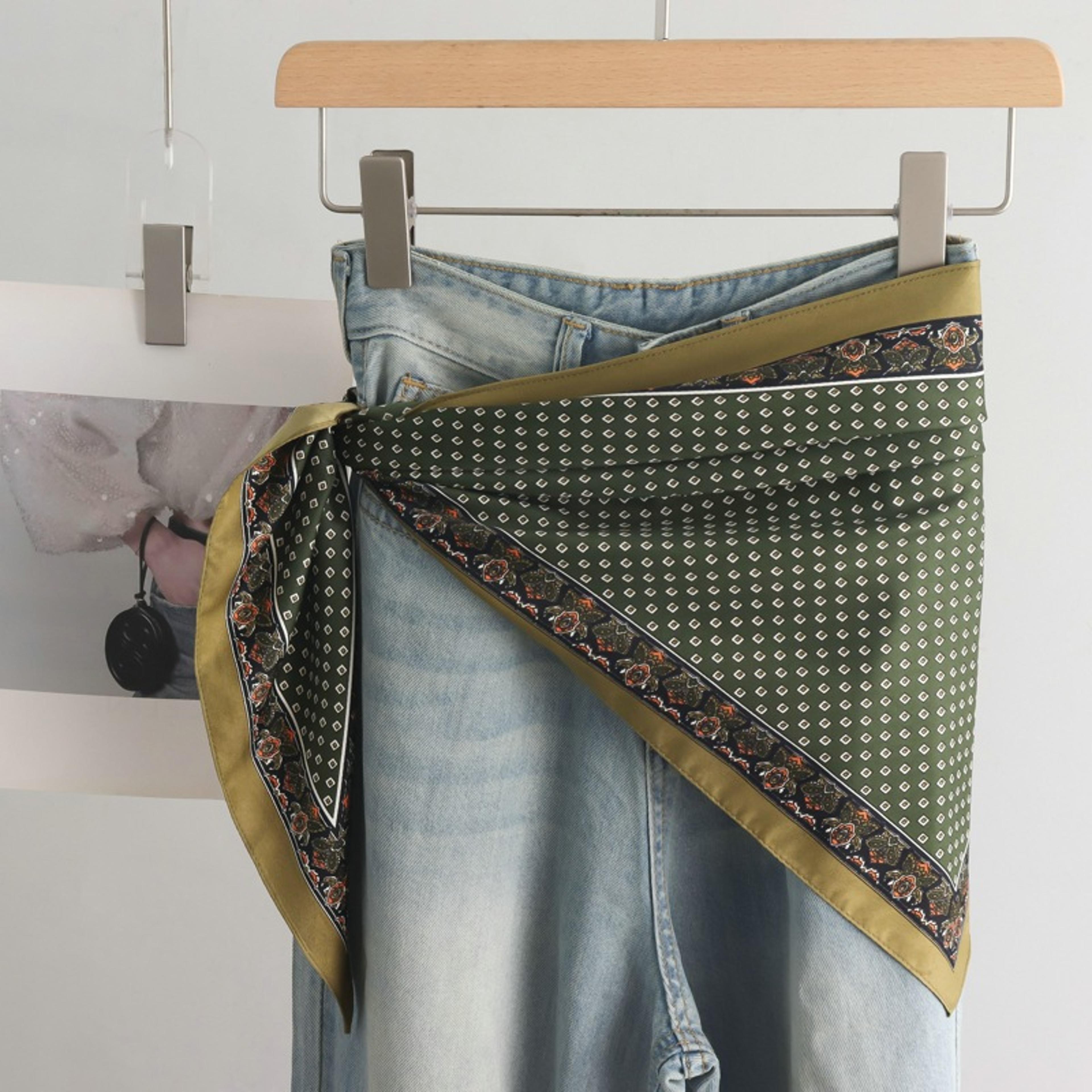 retro tie dye triangular head scarf & jeans belt womens multifunction fashion bandana