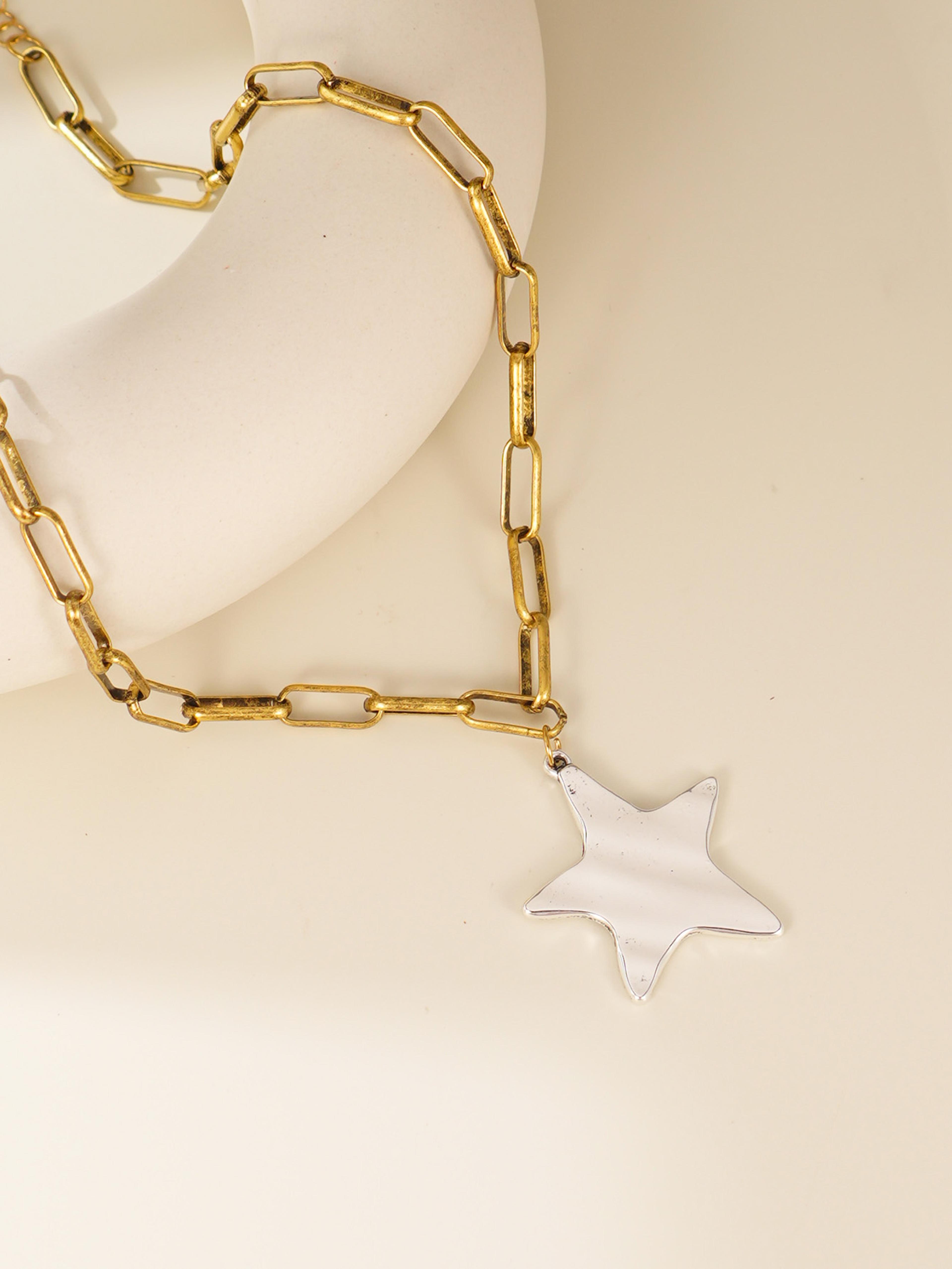 coastal starfish pendant necklace chunky beach chain statement jewelry for women