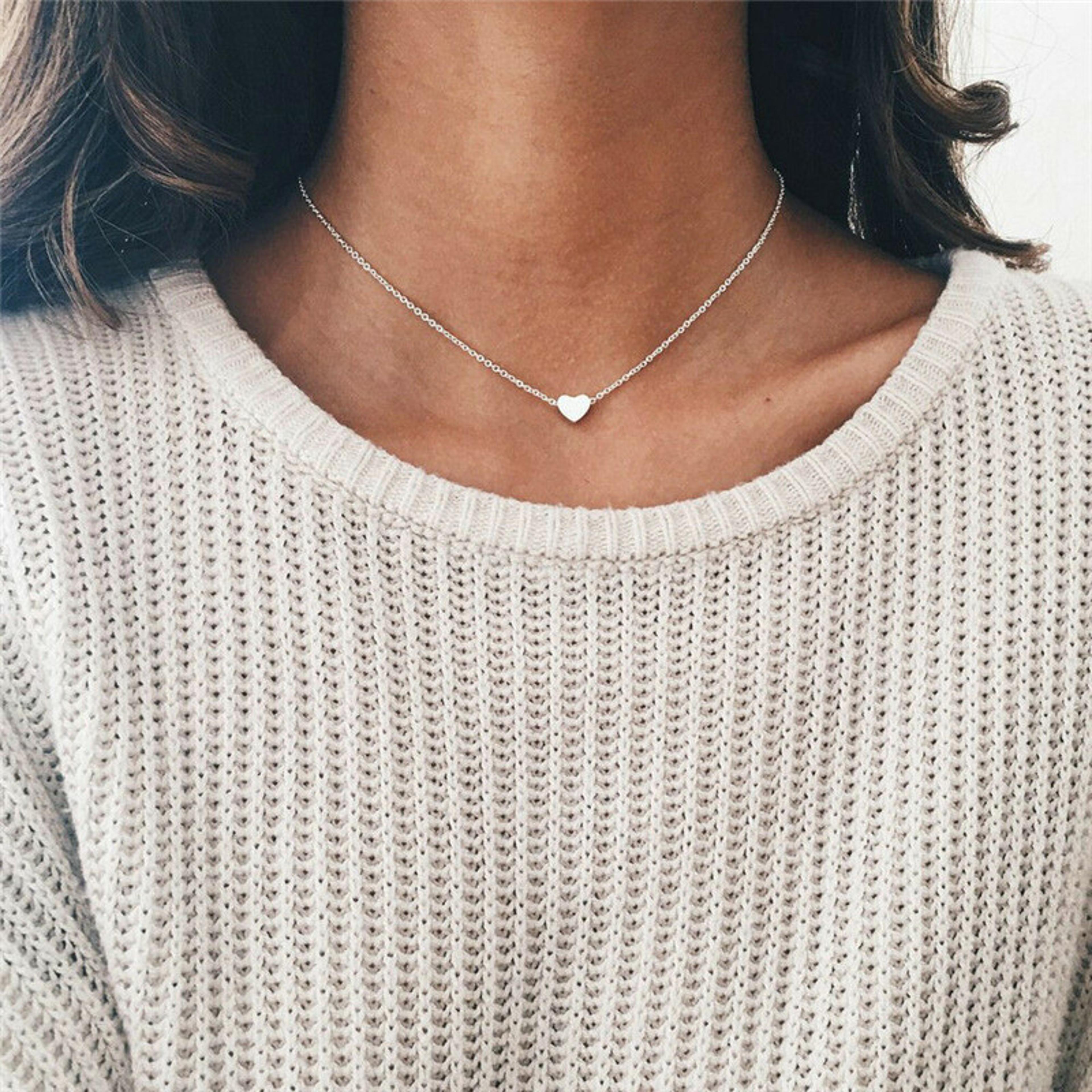elegant heart pendant choker necklace for women heart pendant necklace, gold silver choker, minimalist jewelry