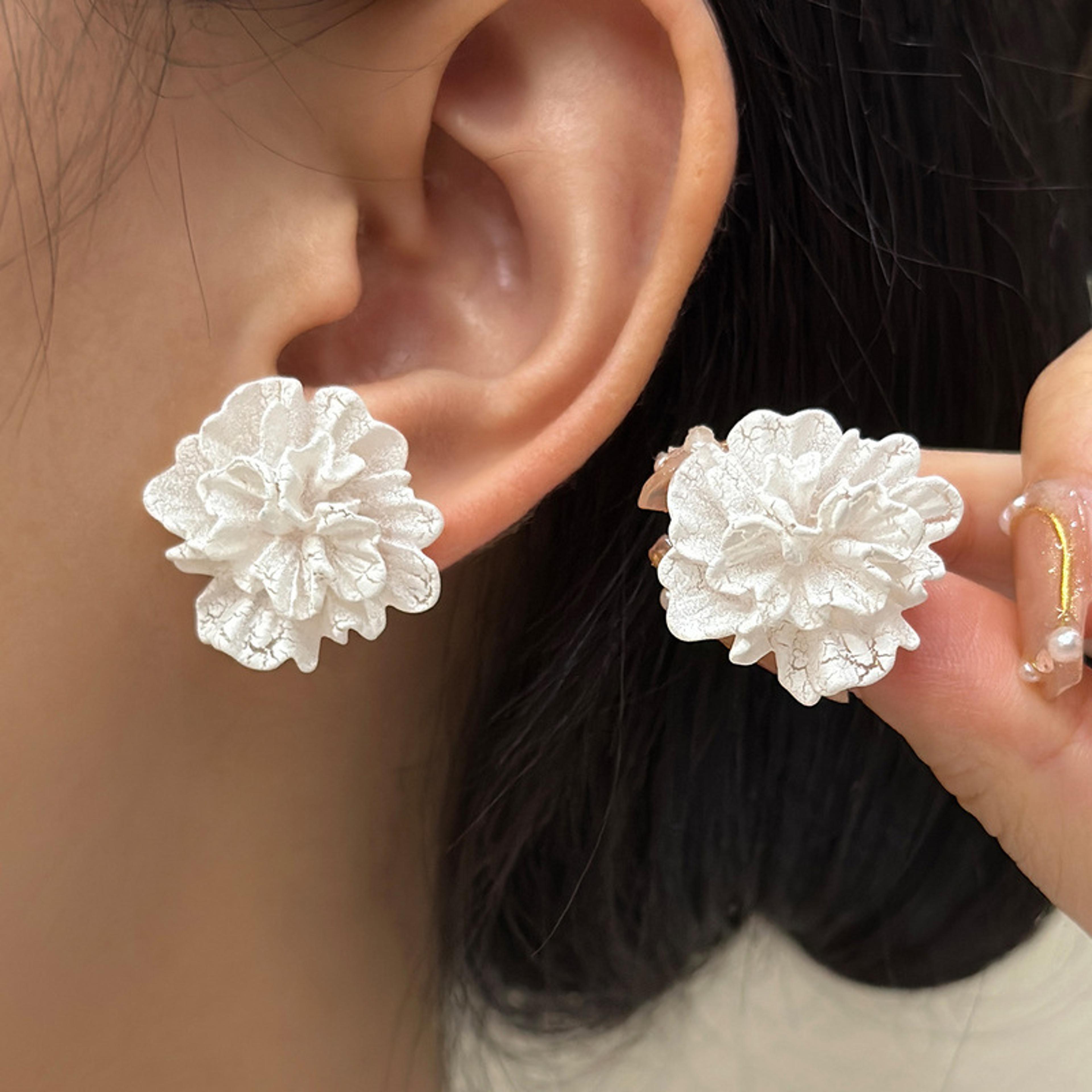 blooming petal statement earrings floral acrylic stud earrings for weddings & parties