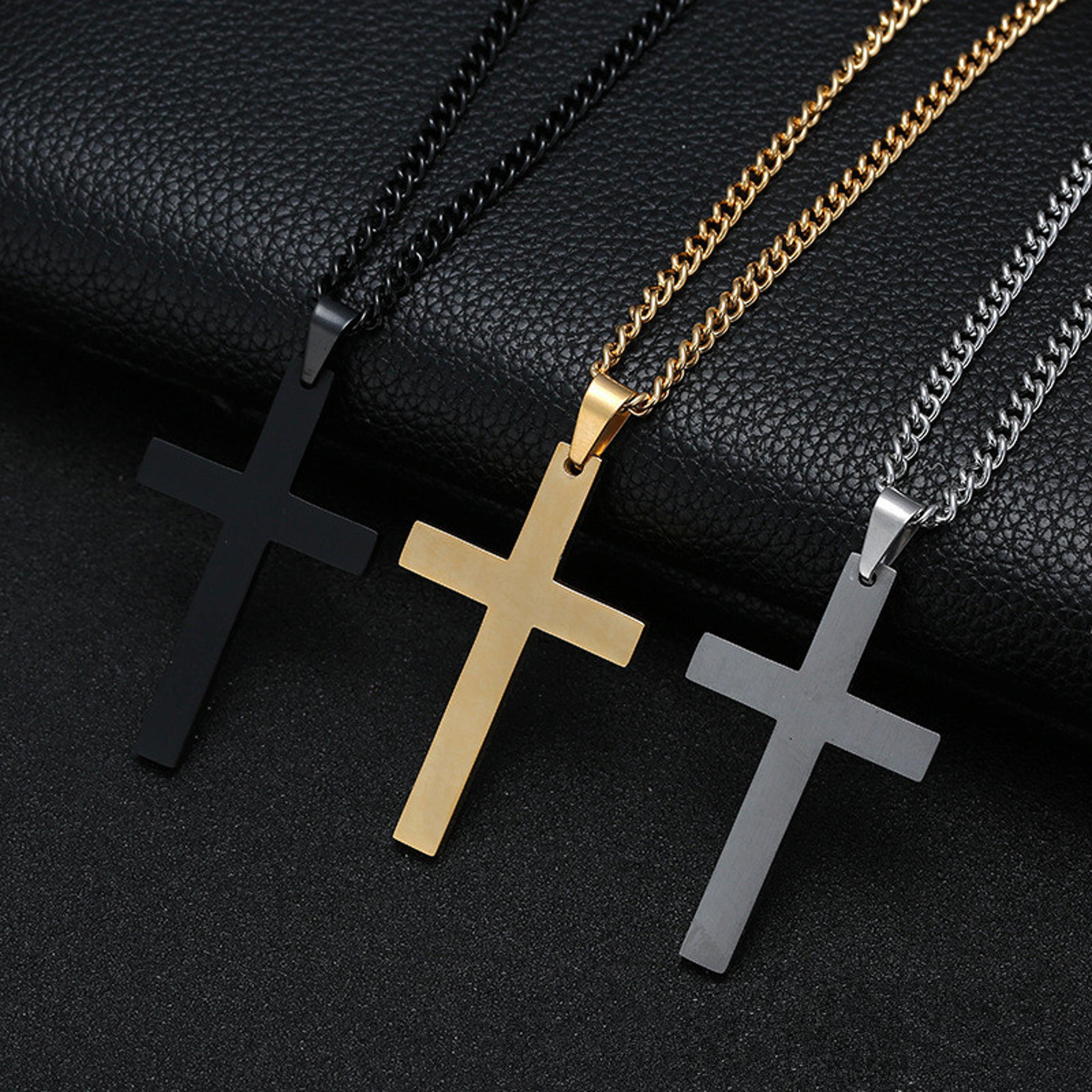 shadow cross gothic pendant necklace vintage gothic cross necklace with black chain for men & women