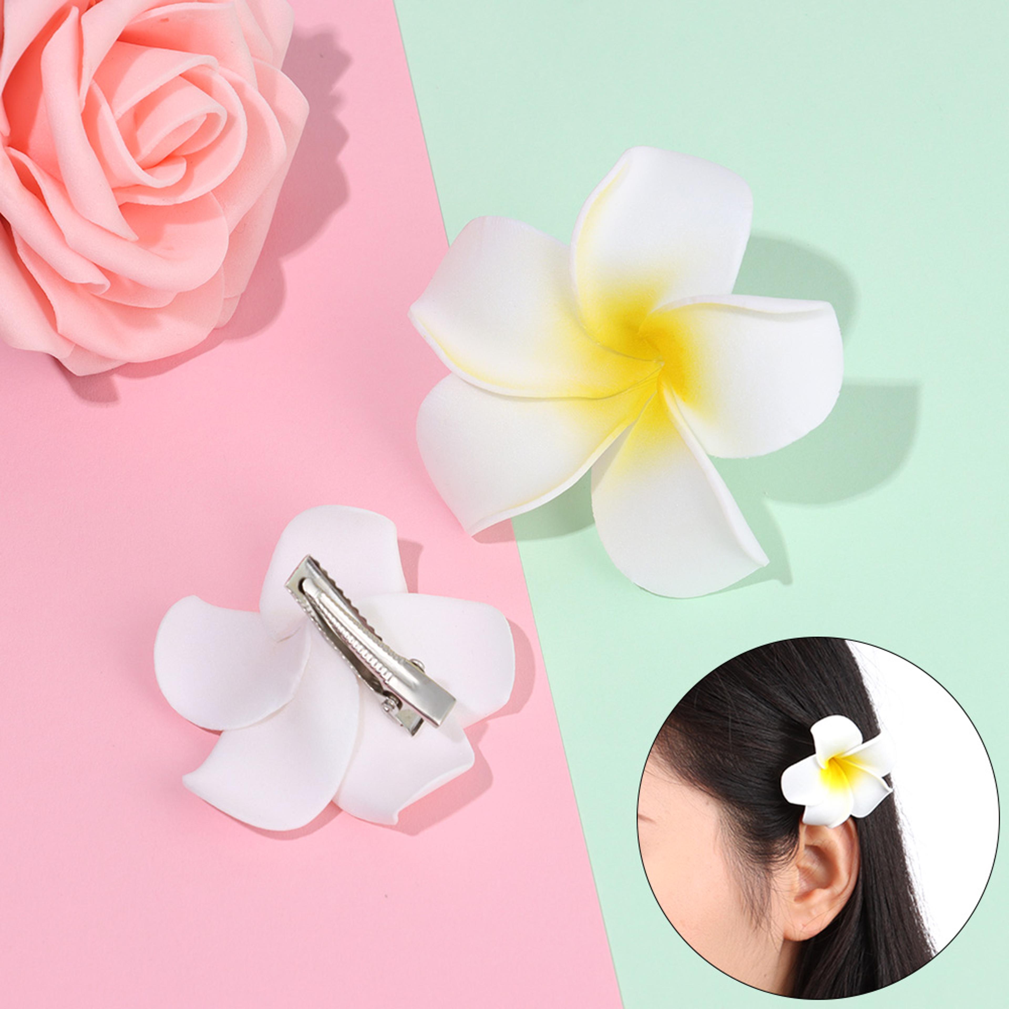 tropical white plumeria hair clip hawaiian flower hair accessory for beach weddings & vacations