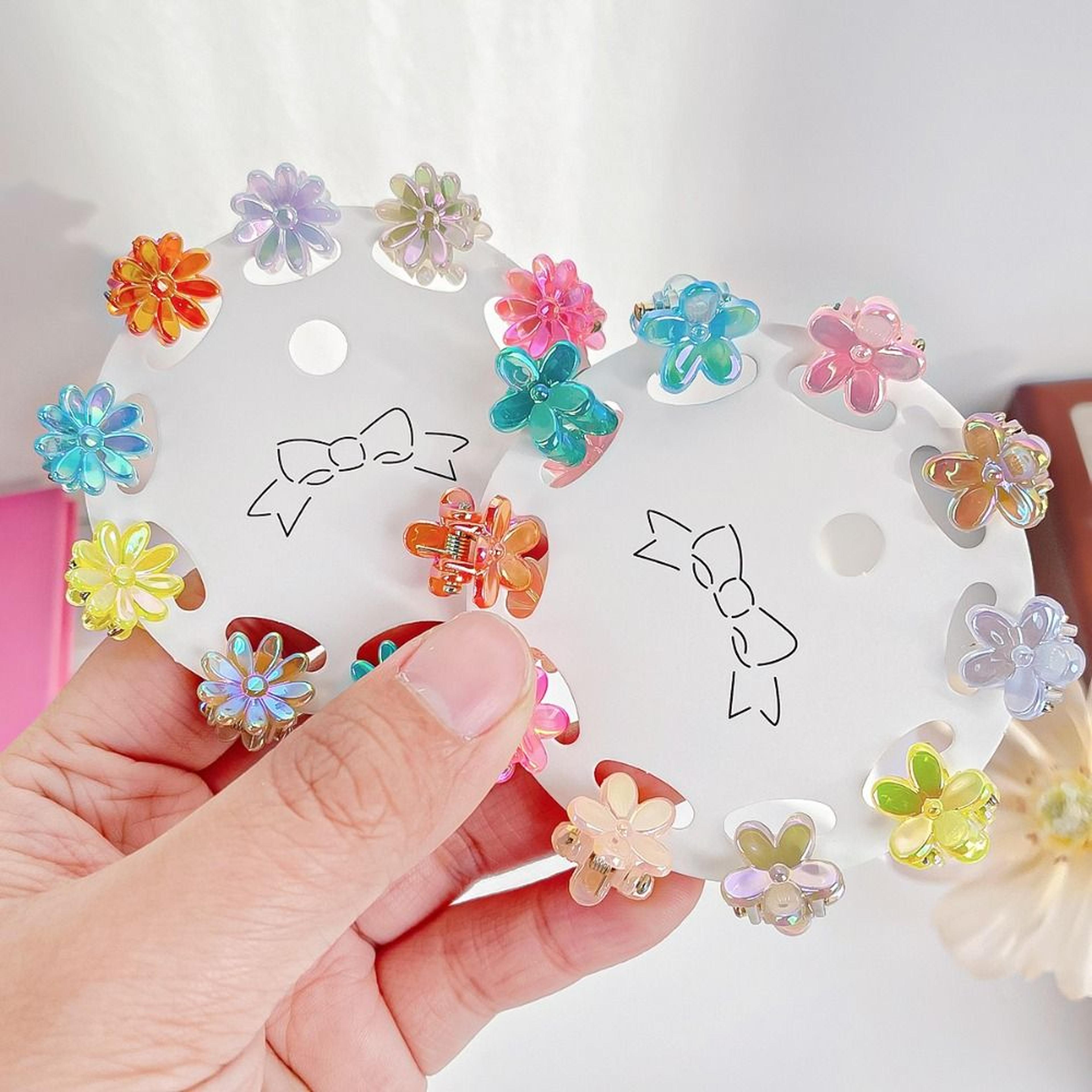 candy bloom mini hair claw clips mini hair claw clips for girls, colorful flower hair clips & star designs