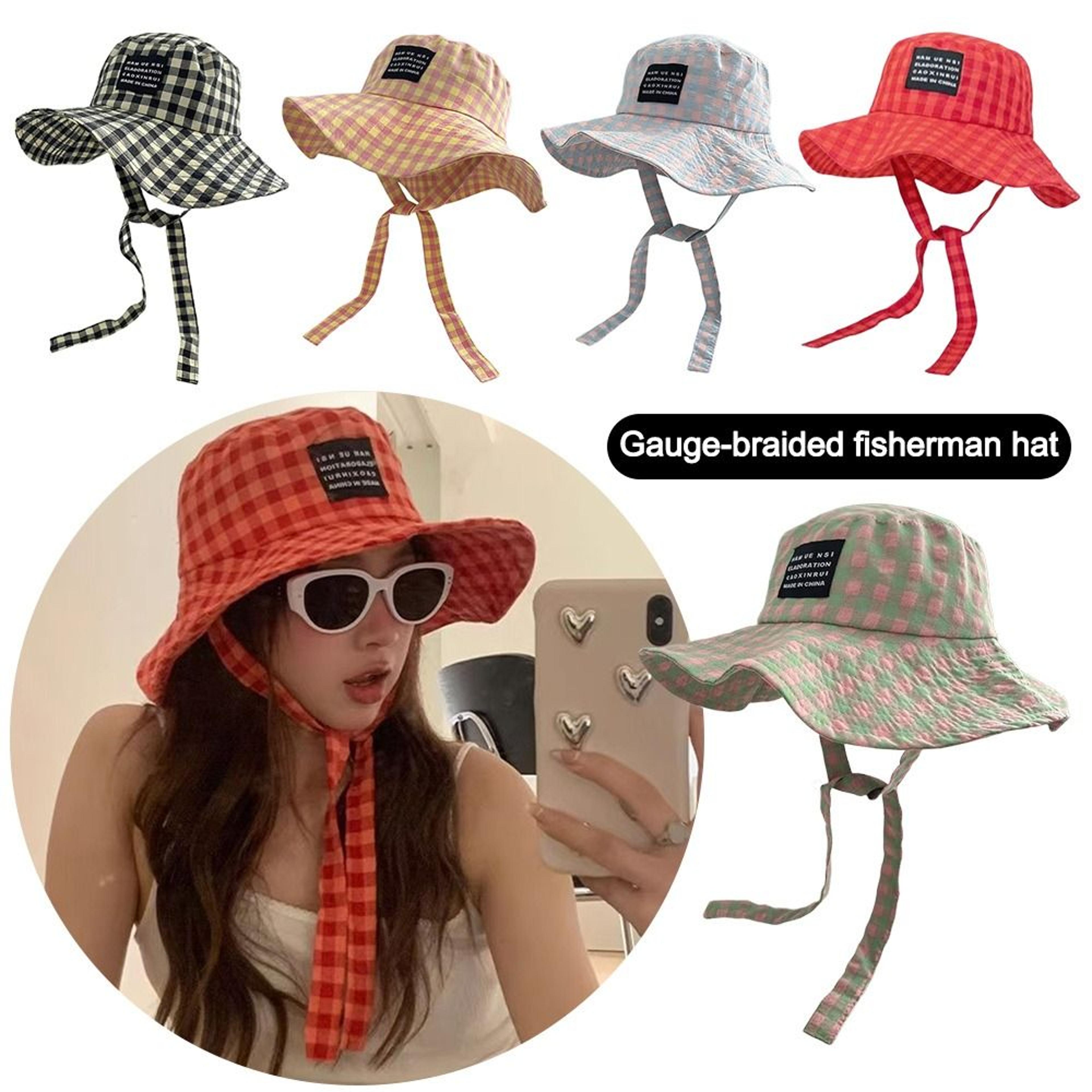 plaid wide brim sun hat breathable fishing & hiking bucket hat for outdoor travel
