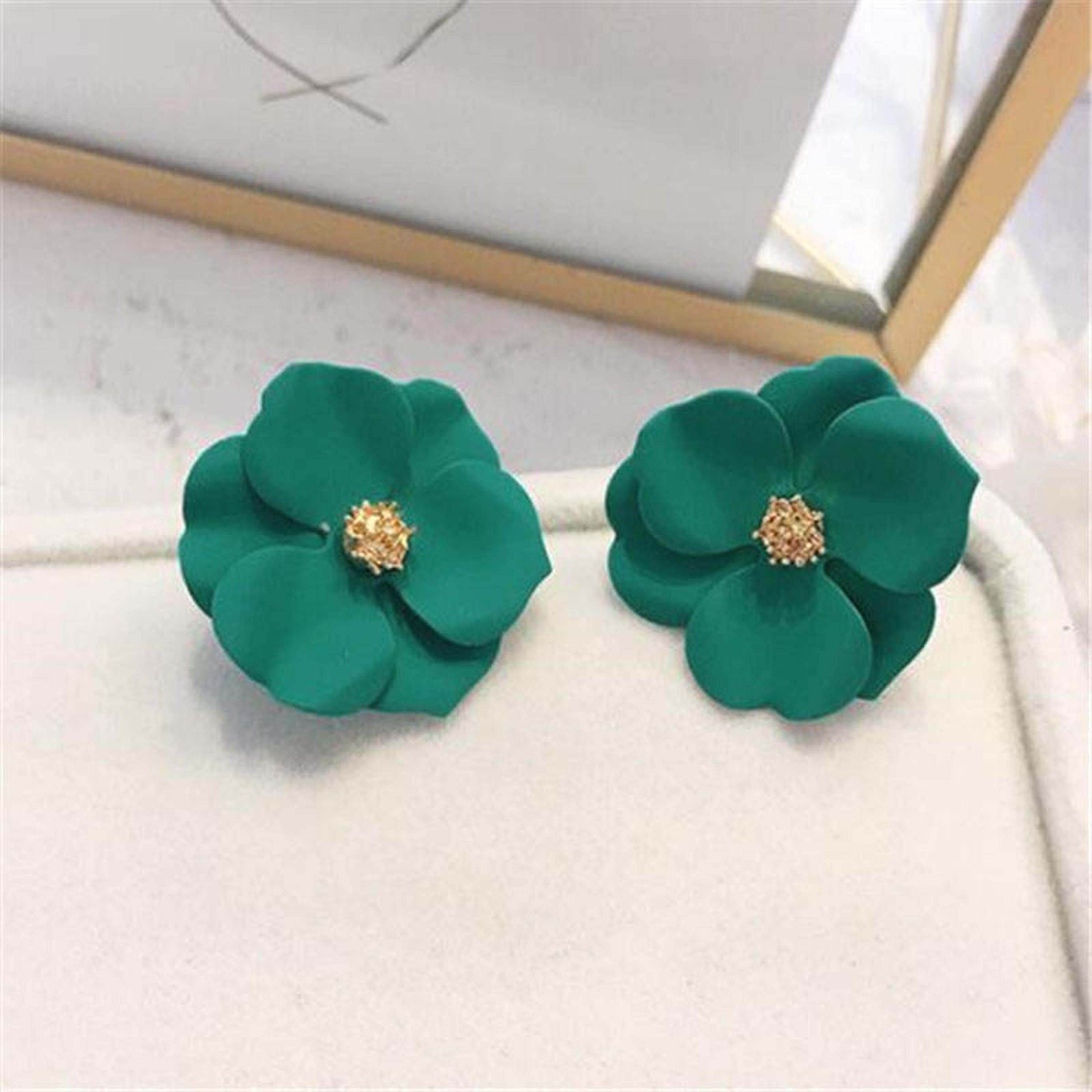 bloomgrace double floral dangle earrings for women flower dangle earrings, korean earrings, beach party jewelry