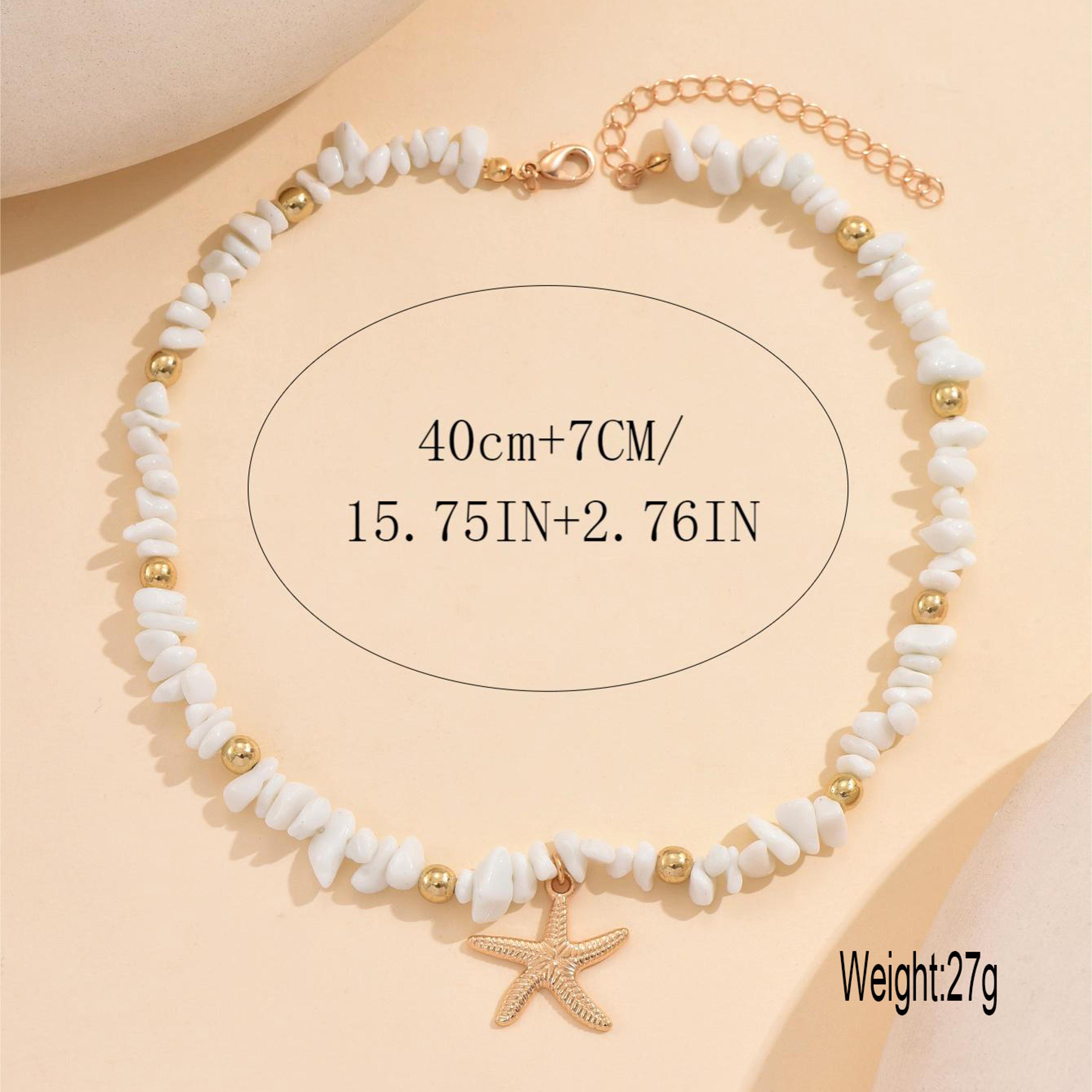 ocean starfish chip stone choker necklace adjustable boho beach necklace for summer style