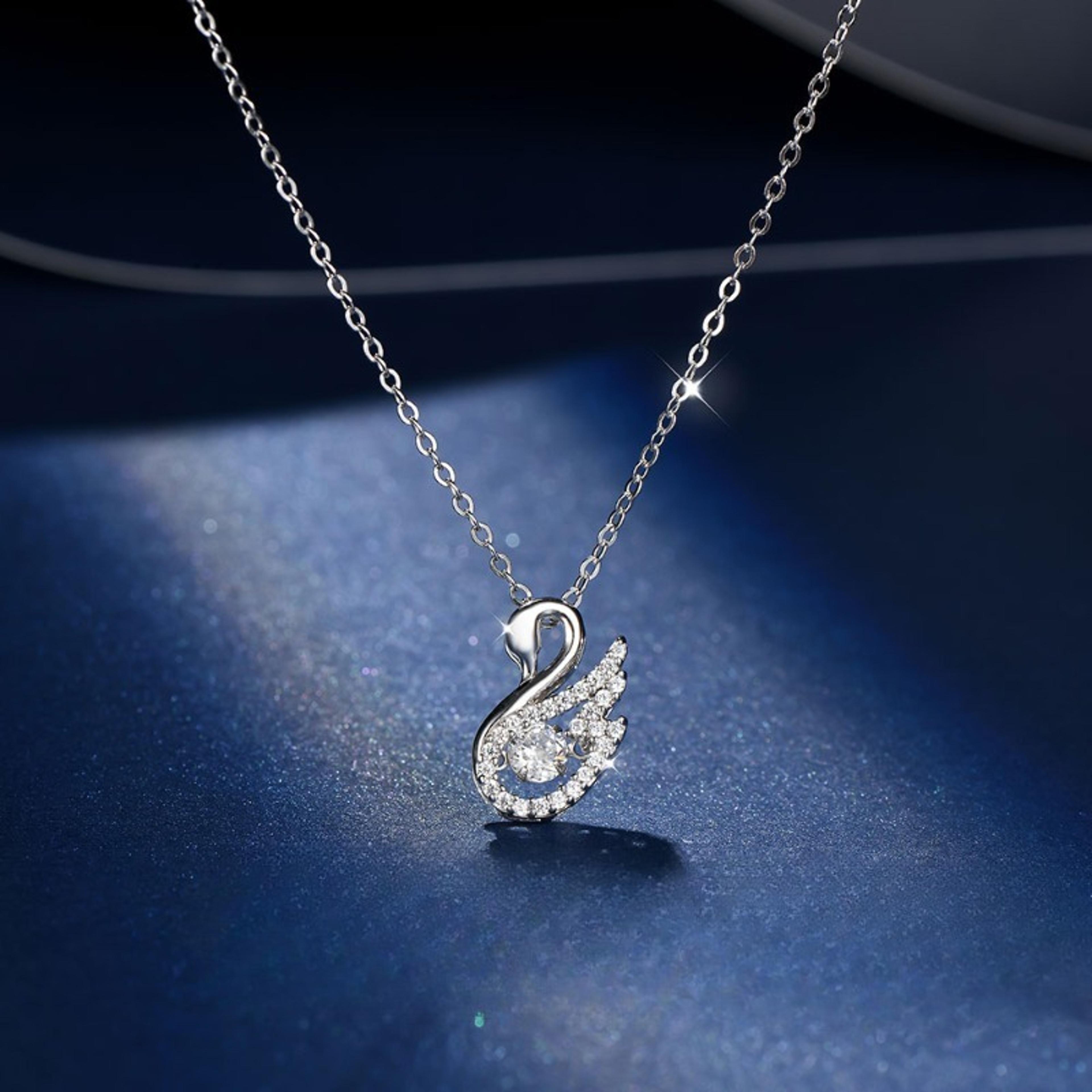 elegant swan sterling silver zircon necklace for women shiny collarbone pendant gift
