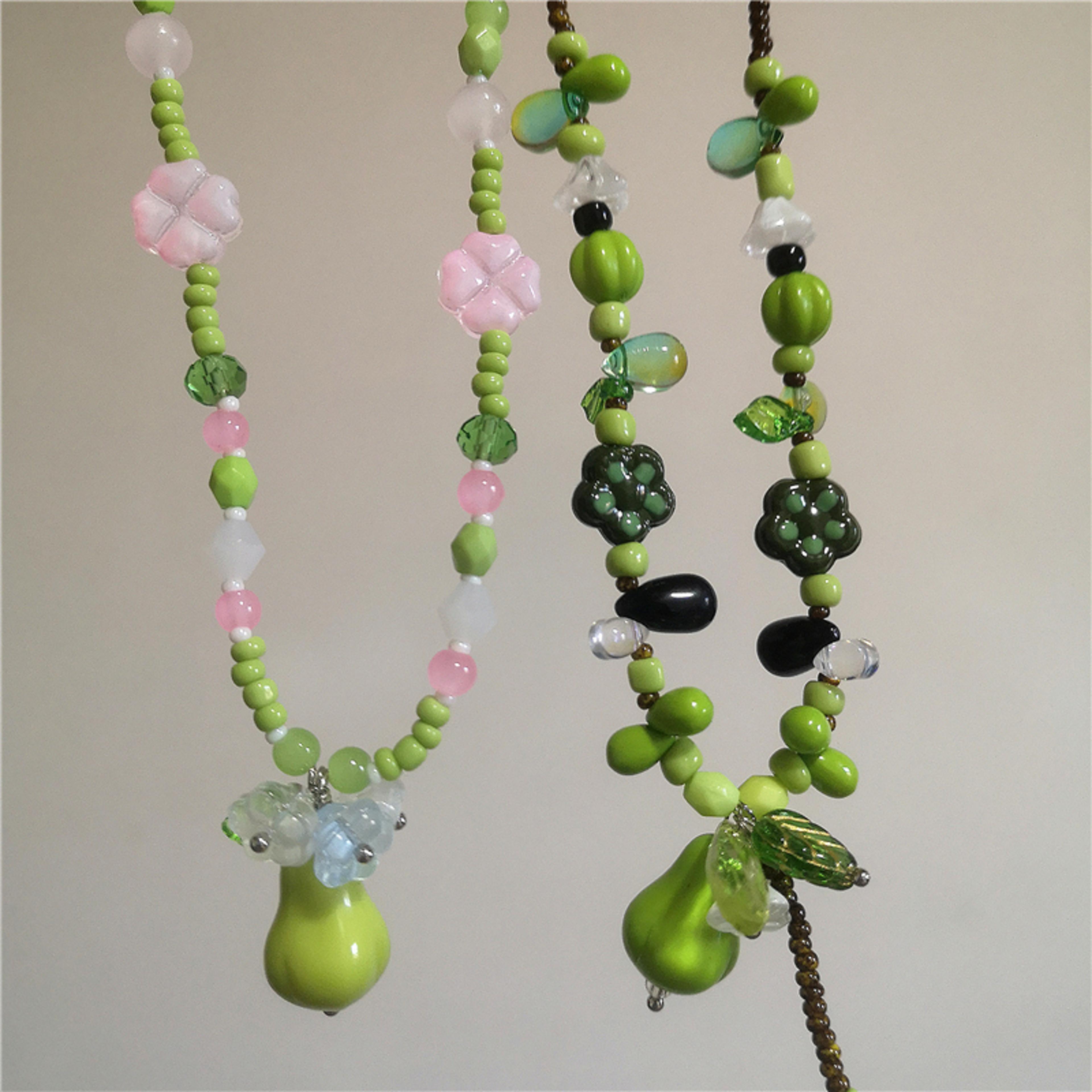 green fruit flower beaded choker necklace vintage harajuku aesthetic jewelry for women