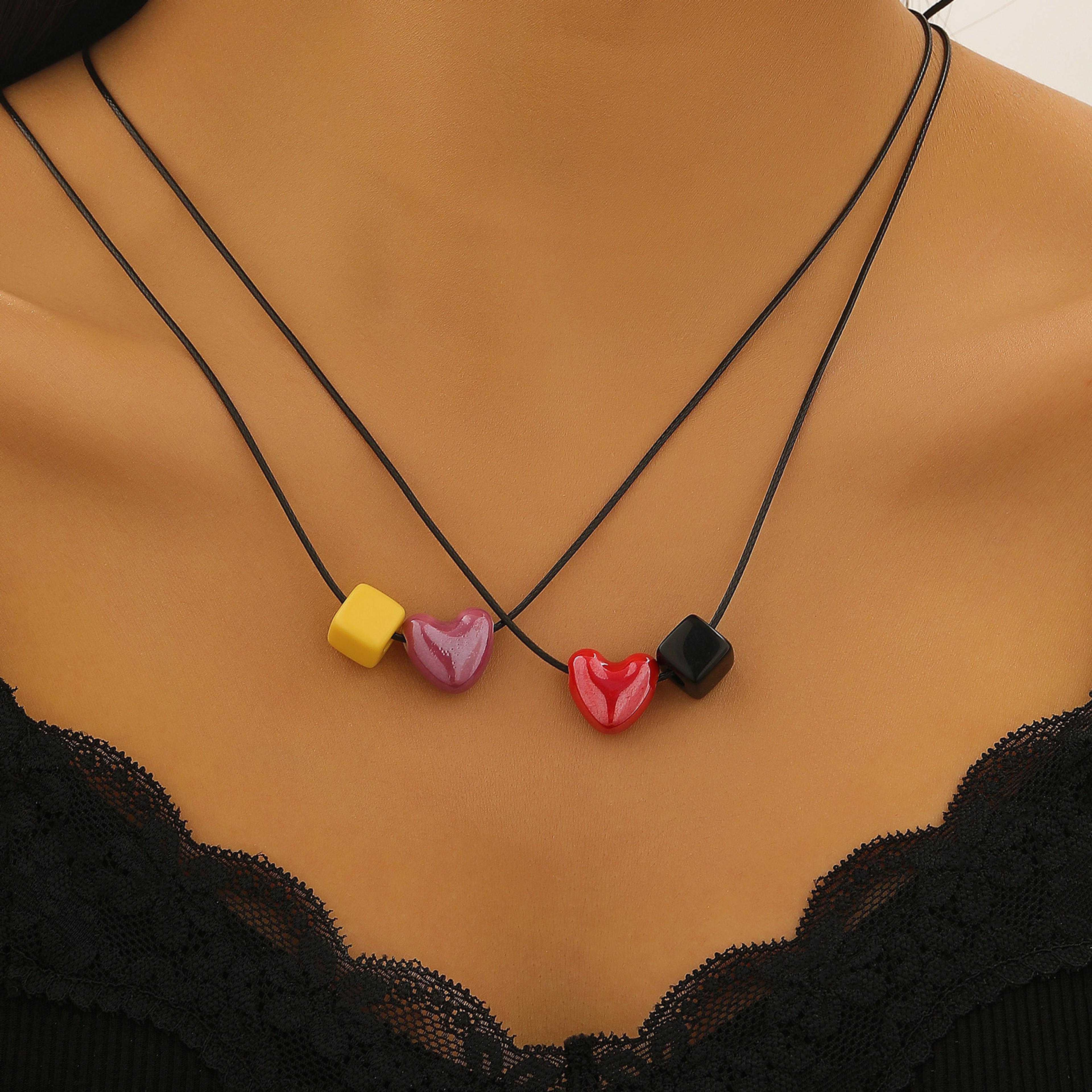 heartglow ceramic love pendant necklace for women heart pendant necklace, rope chain & romantic jewelry