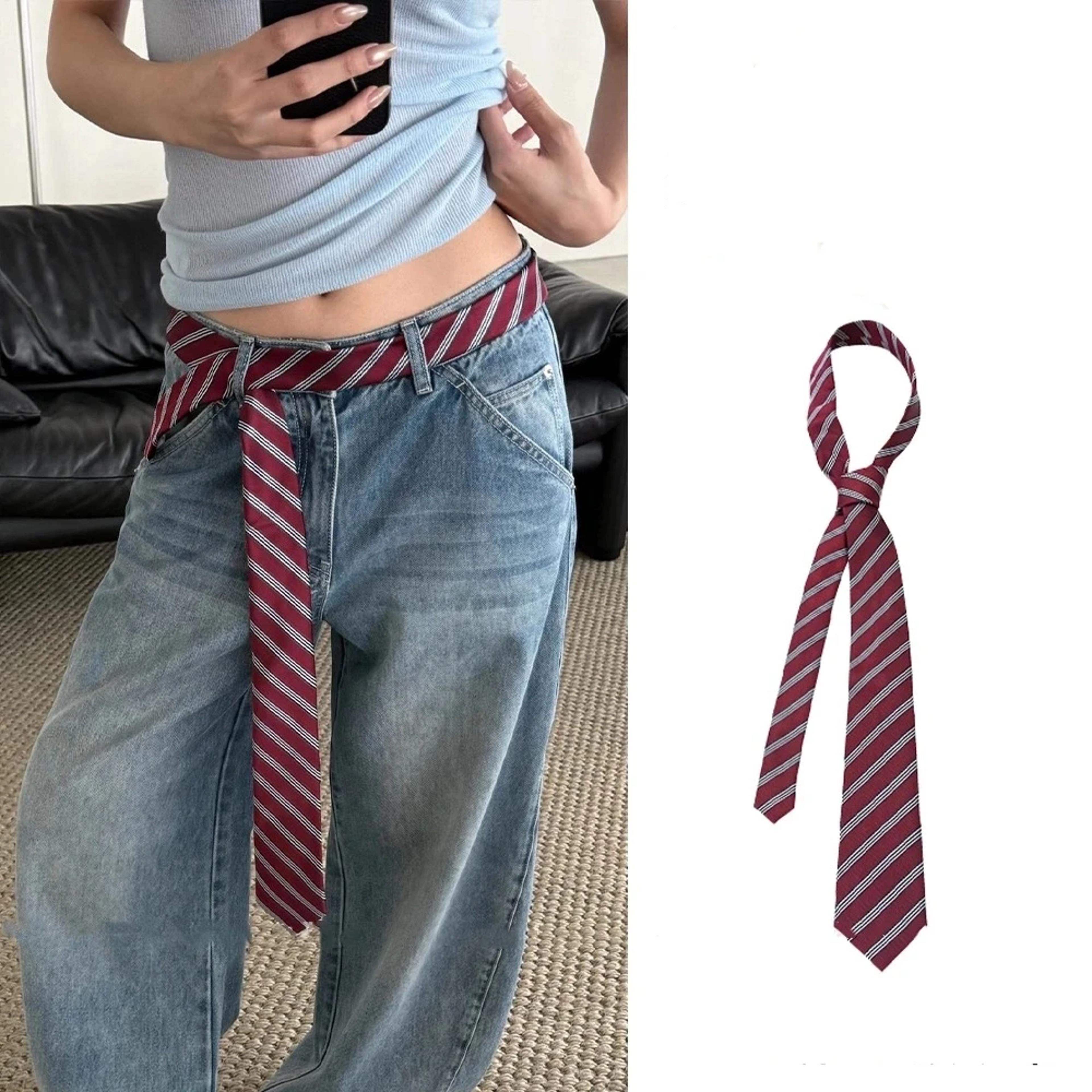 plaid multi wear skinny scarf belt for women versatile waist tie, hair scarf & fashion accessory