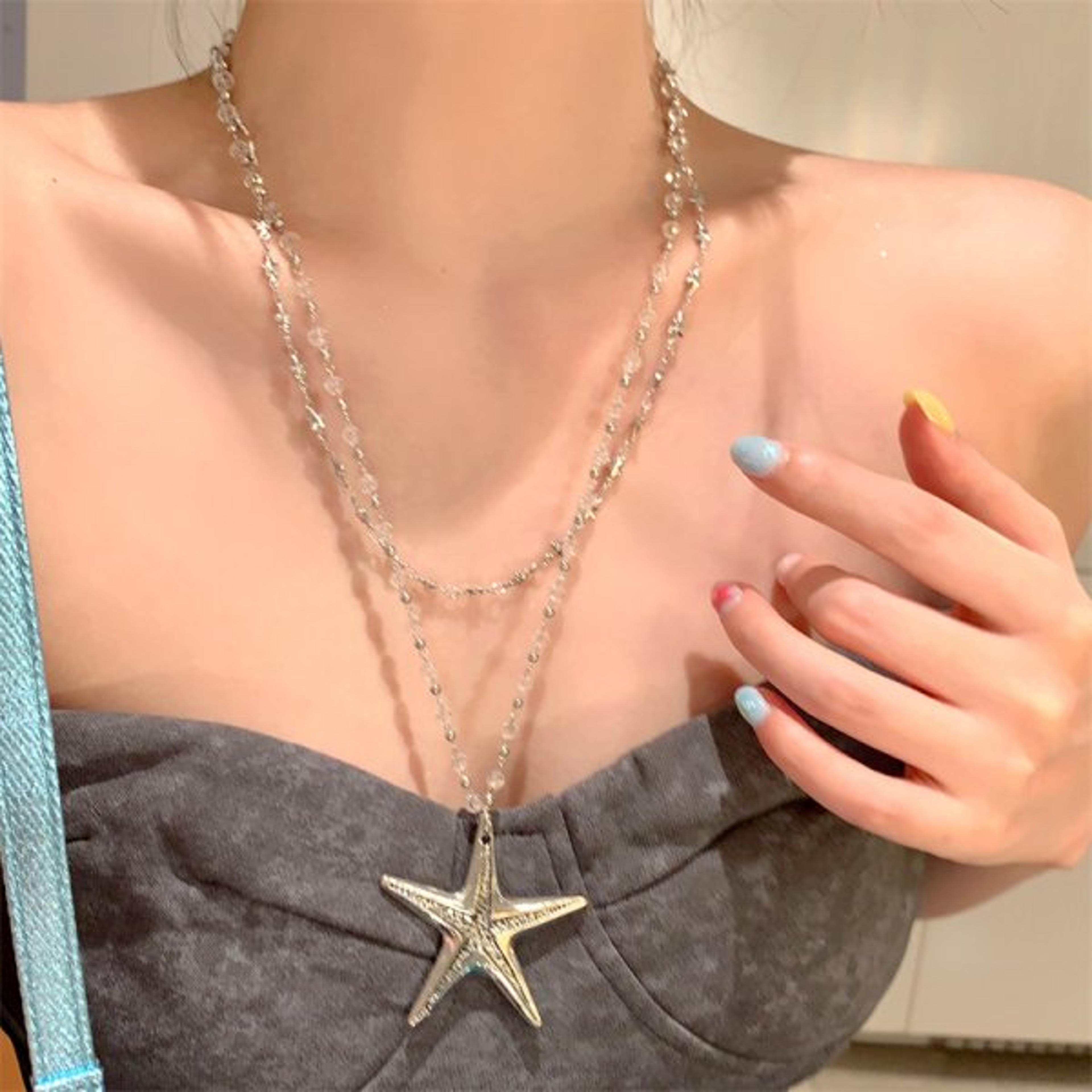 coastal starfish conch choker necklace boho beach pendant jewelry for women
