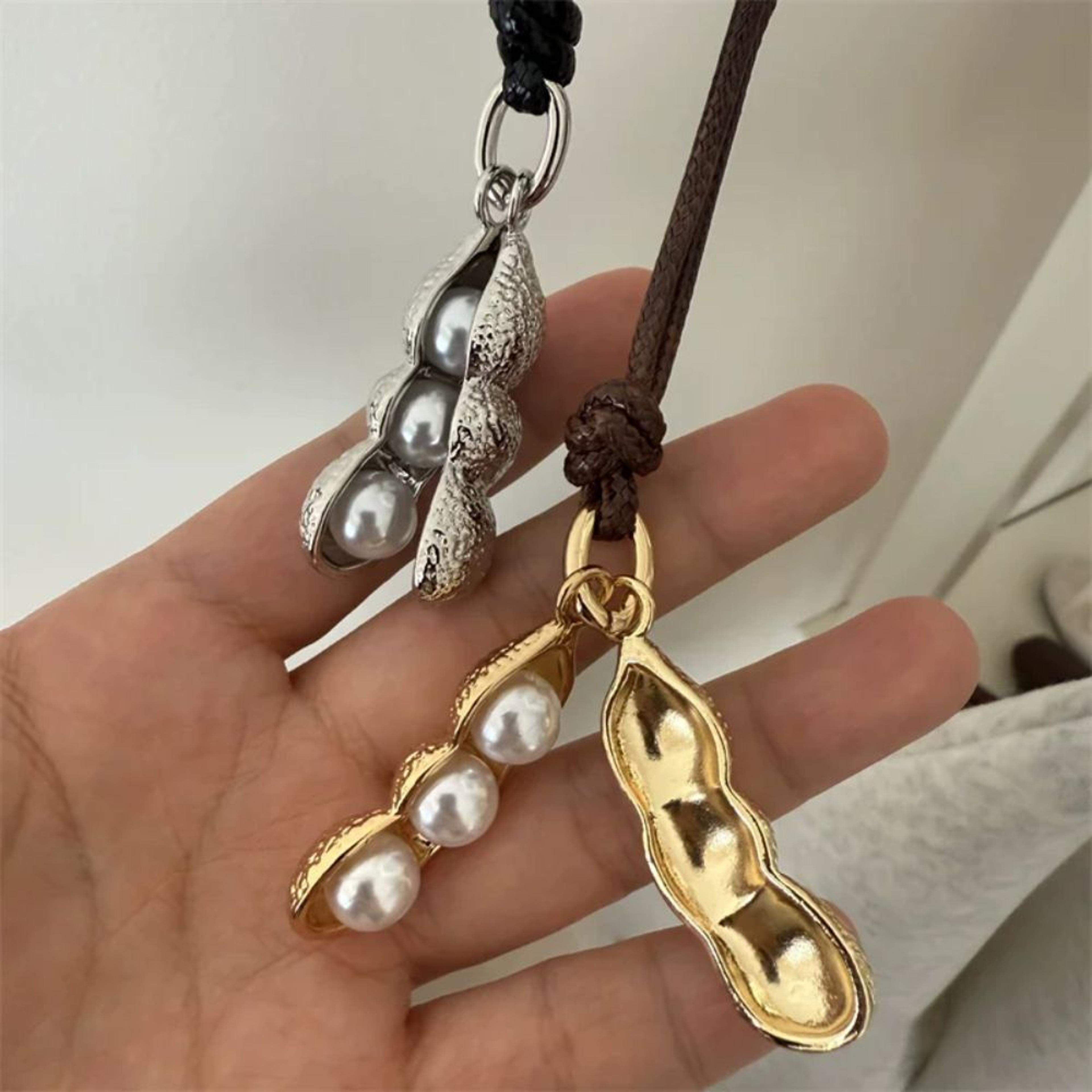 elegant pea pod necklace long rope chain pendant for women