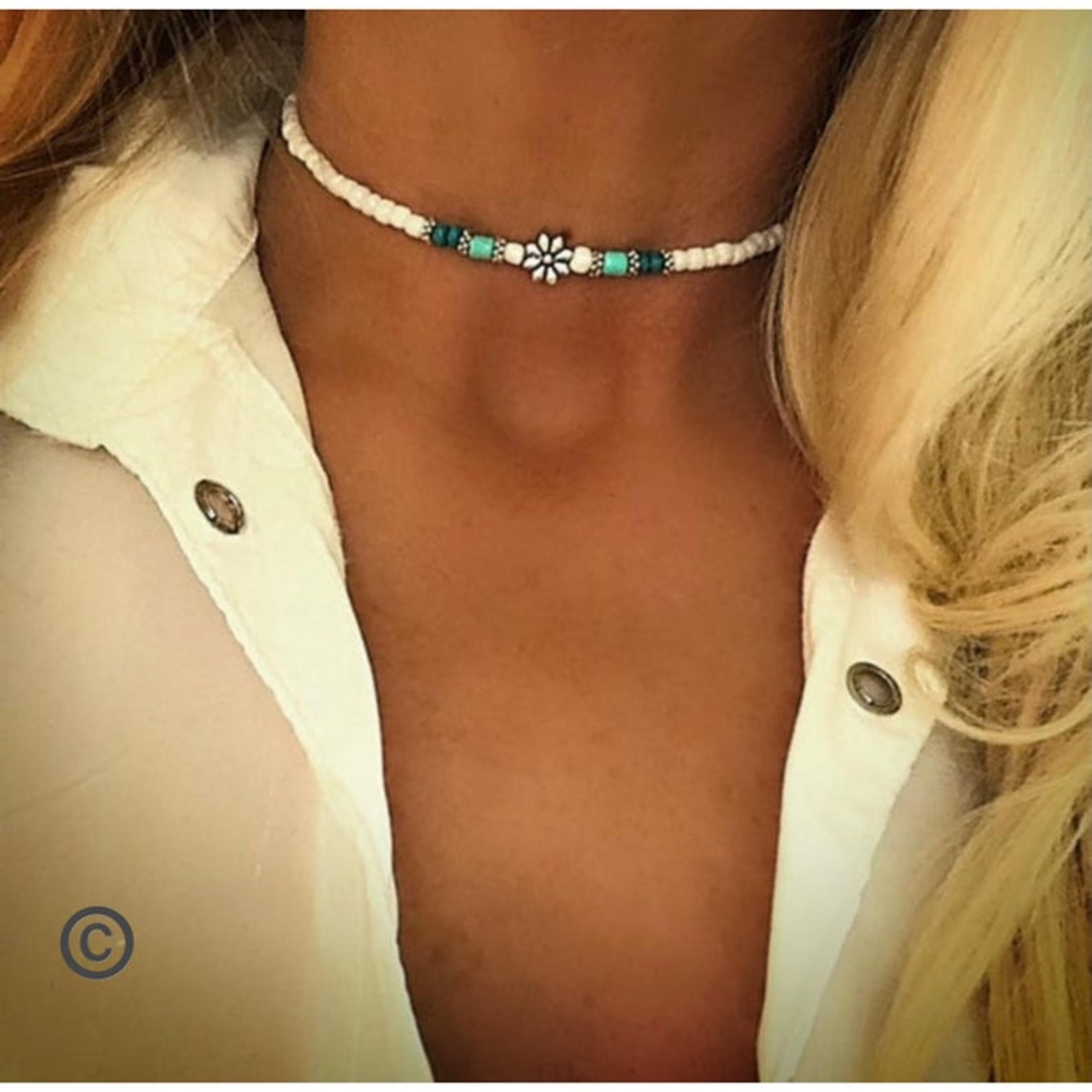 coastal pearl beaded choker necklace handmade beach choker & boho choker for summer style