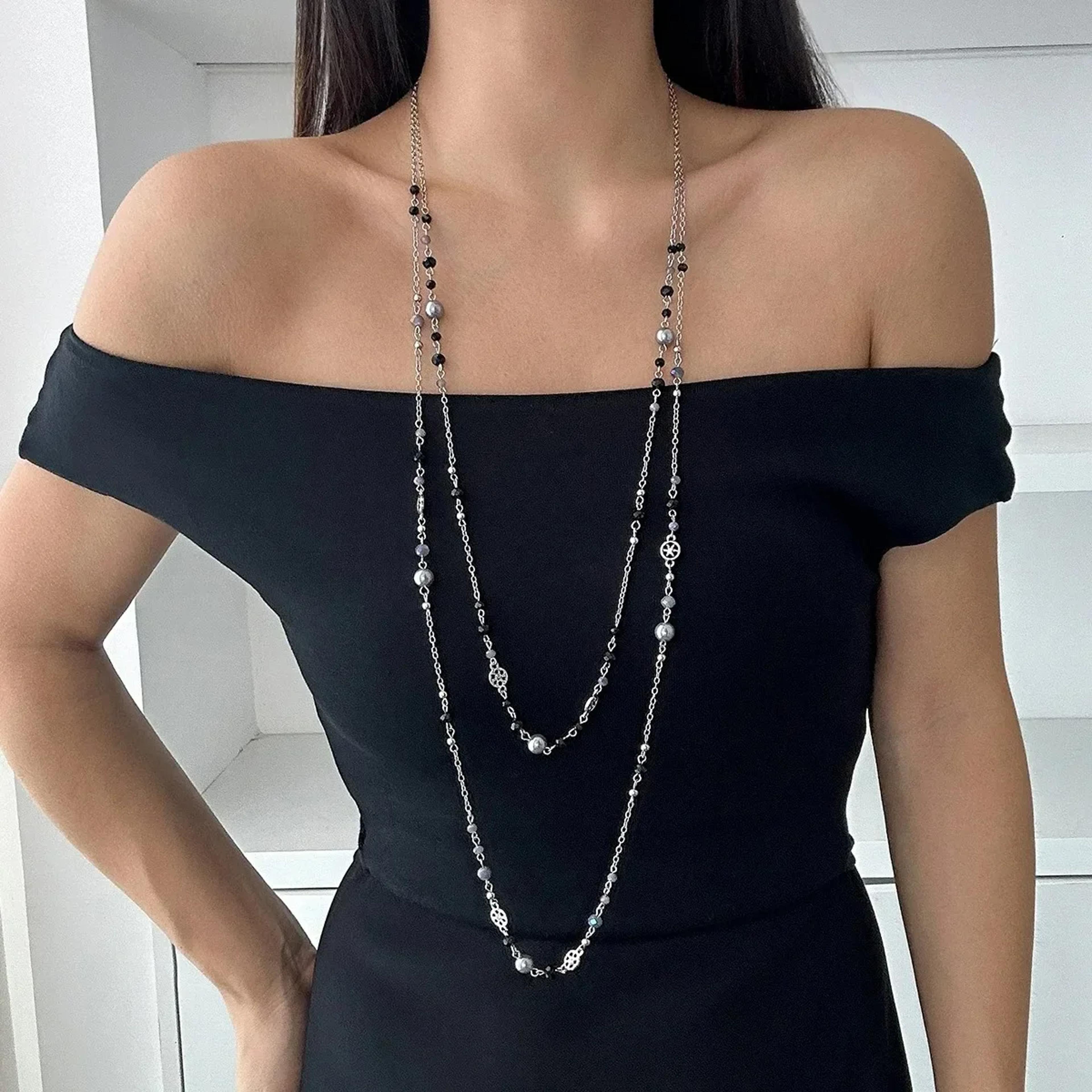 minimalist teardrop pendant necklace for women long sweater chain statement jewelry