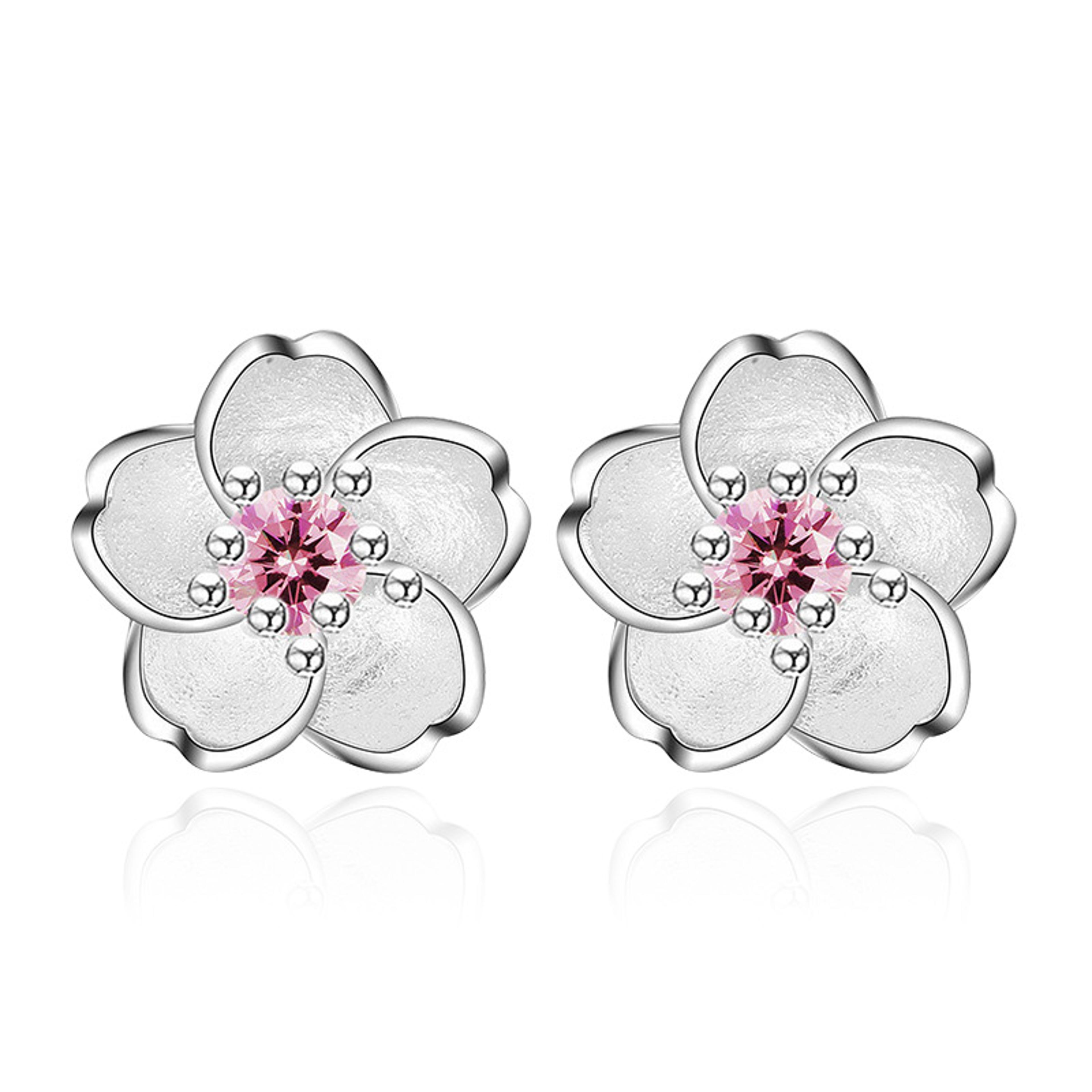 romantic cherry earrings sterling silver pink & purple cute dangle earrings for women