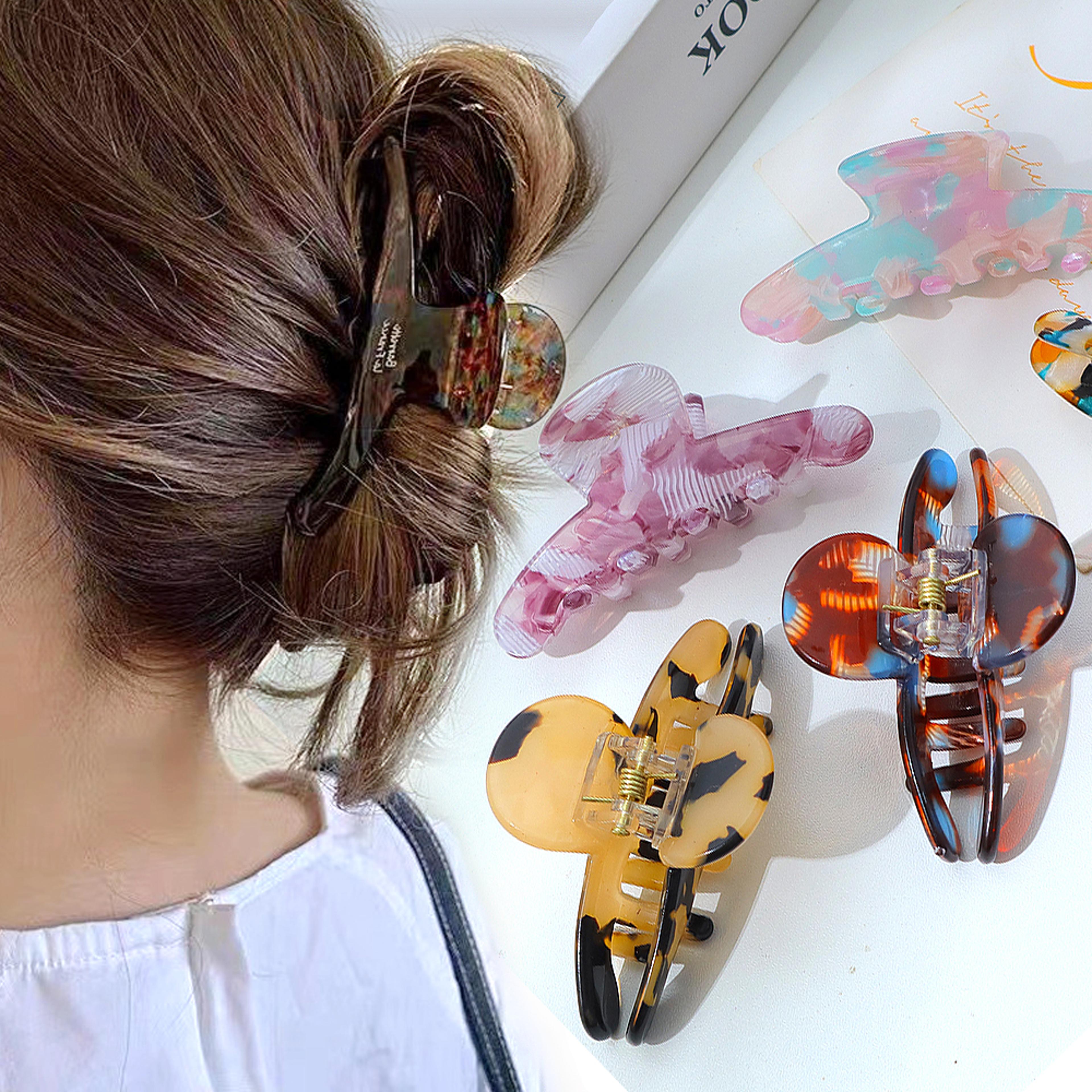 elegant tortoise shell hair claw acetate cross clip for thin hair strong hold hair accessory