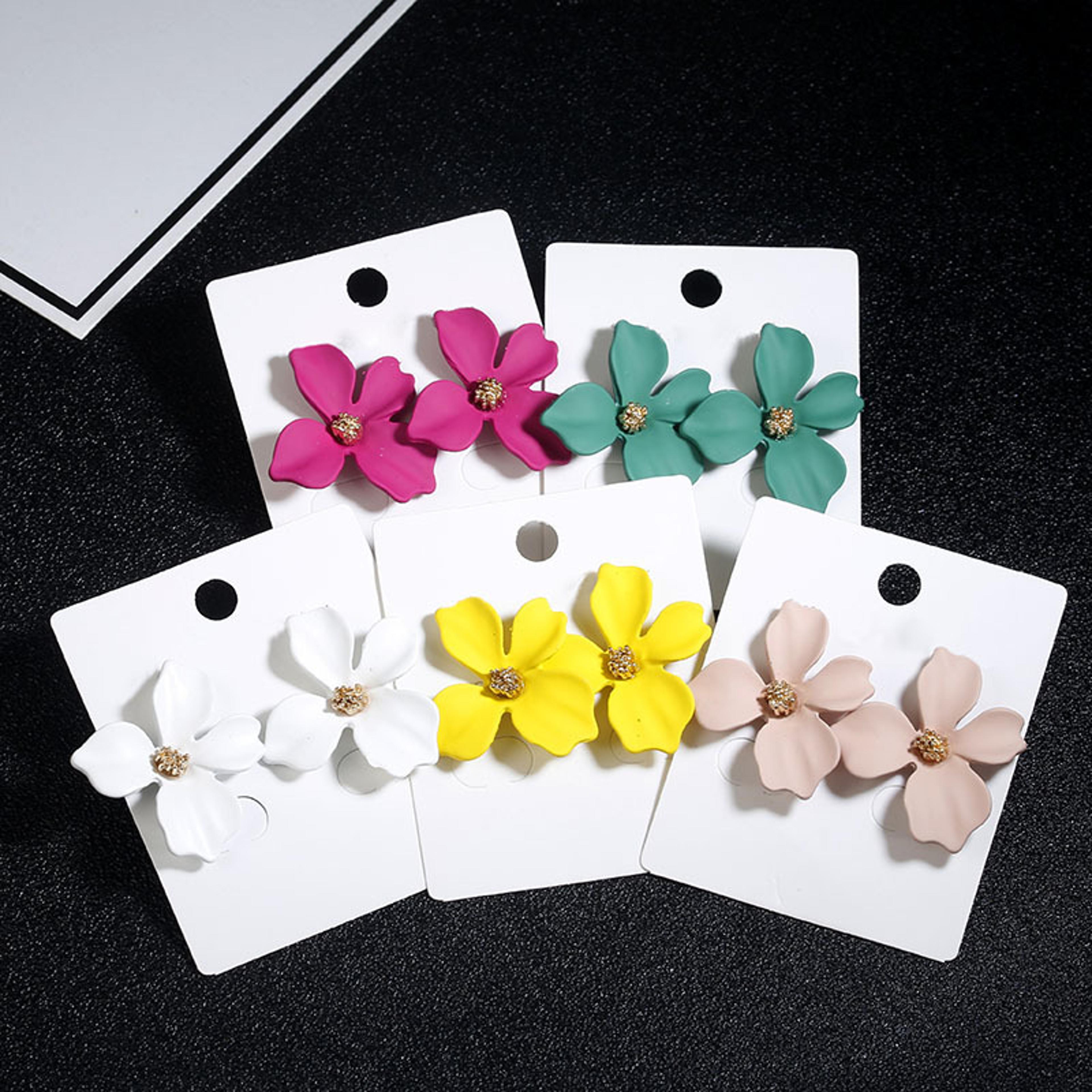 white orange floral statement stud earrings for women flower stud earrings, statement earrings, wedding jewelry