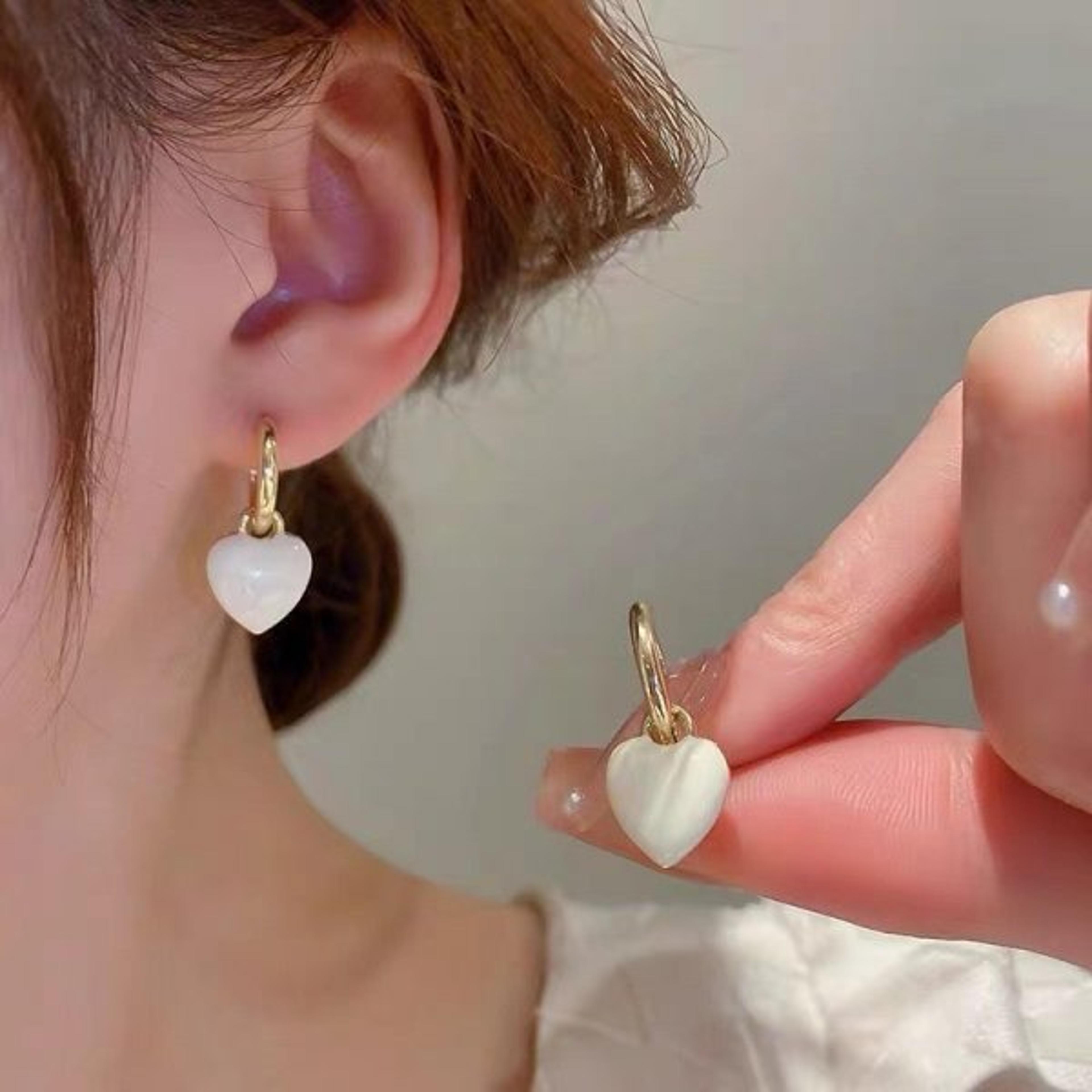 vintage wine red heart stud earrings retro geometric vintage earrings for women