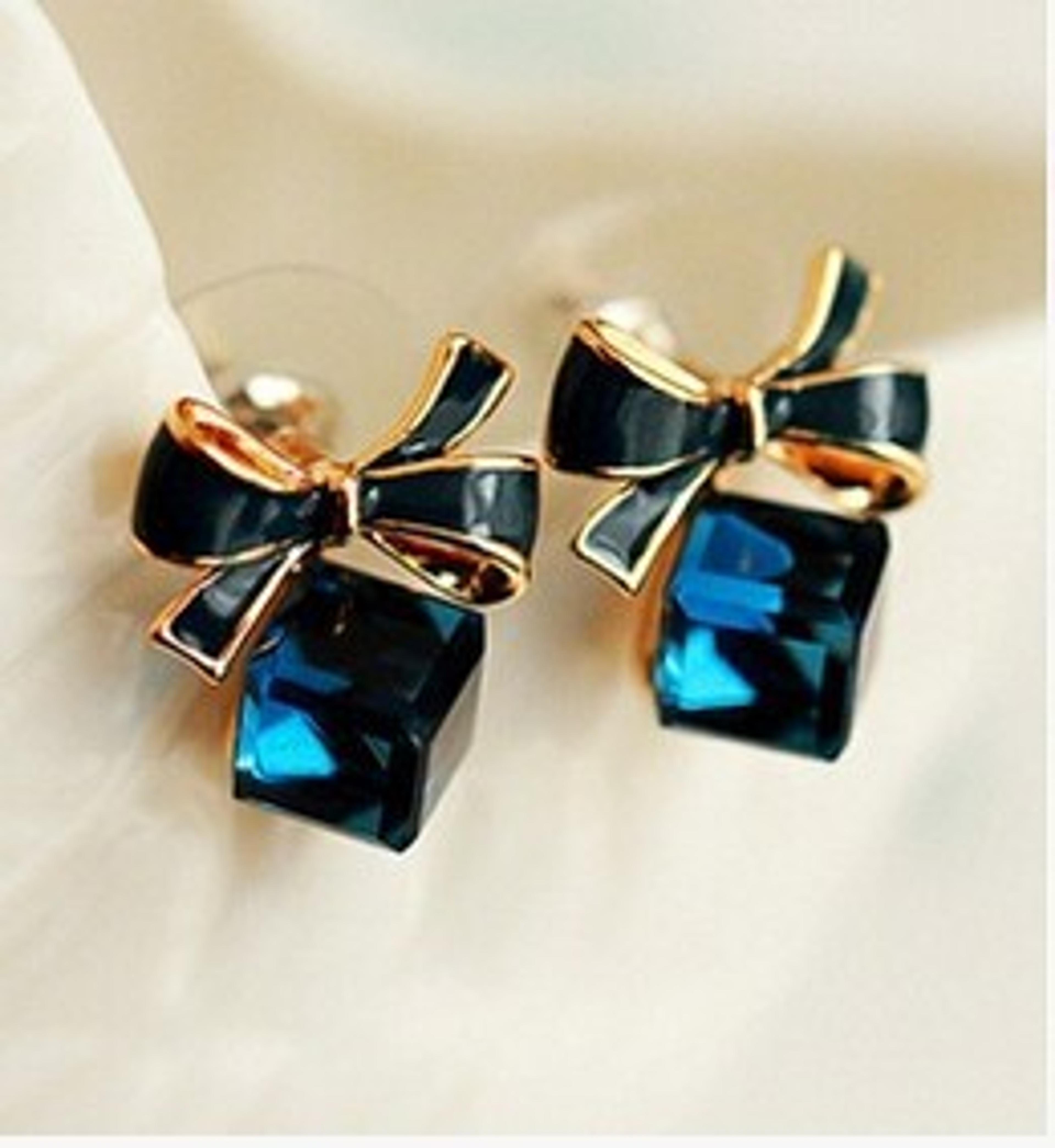 blue crystal korean earrings silver star earrings for women | elegant celestial jewelry