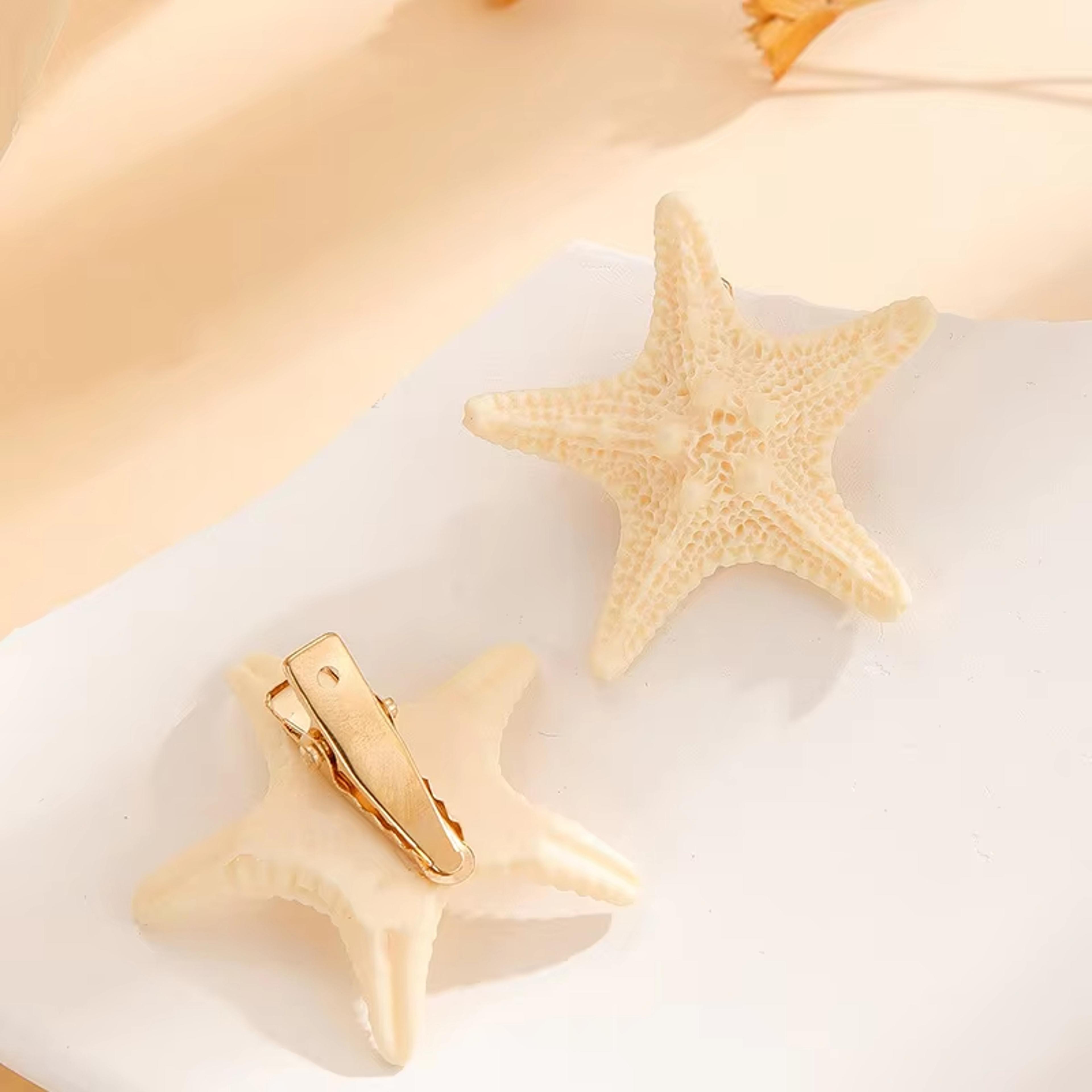 ocean shell starfish hair clips for women & girls shell hair clips, starfish hair barrettes, beach hair accessories