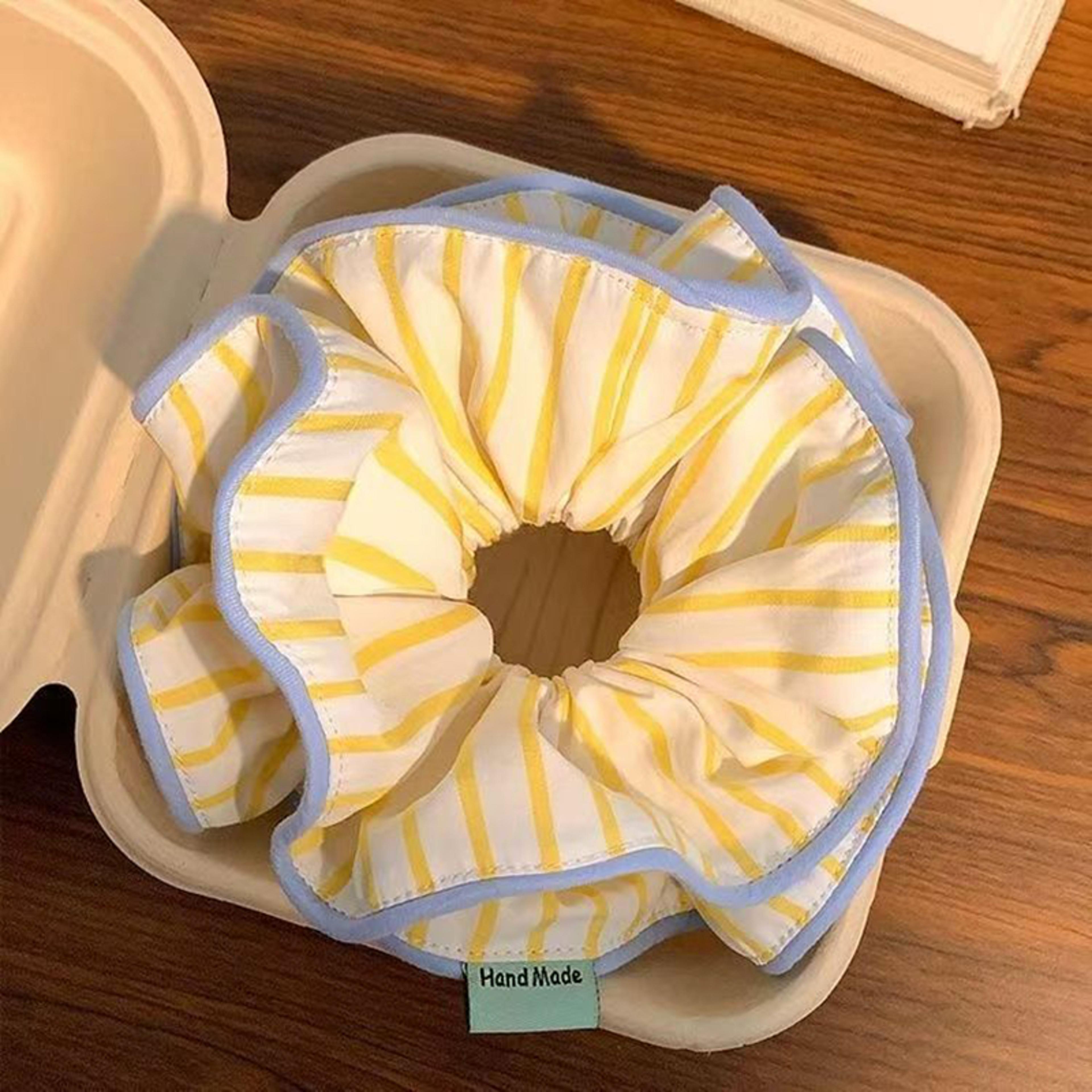 korean striped scrunchie hair tie soft hair scrunchie for stylish everyday ponytails