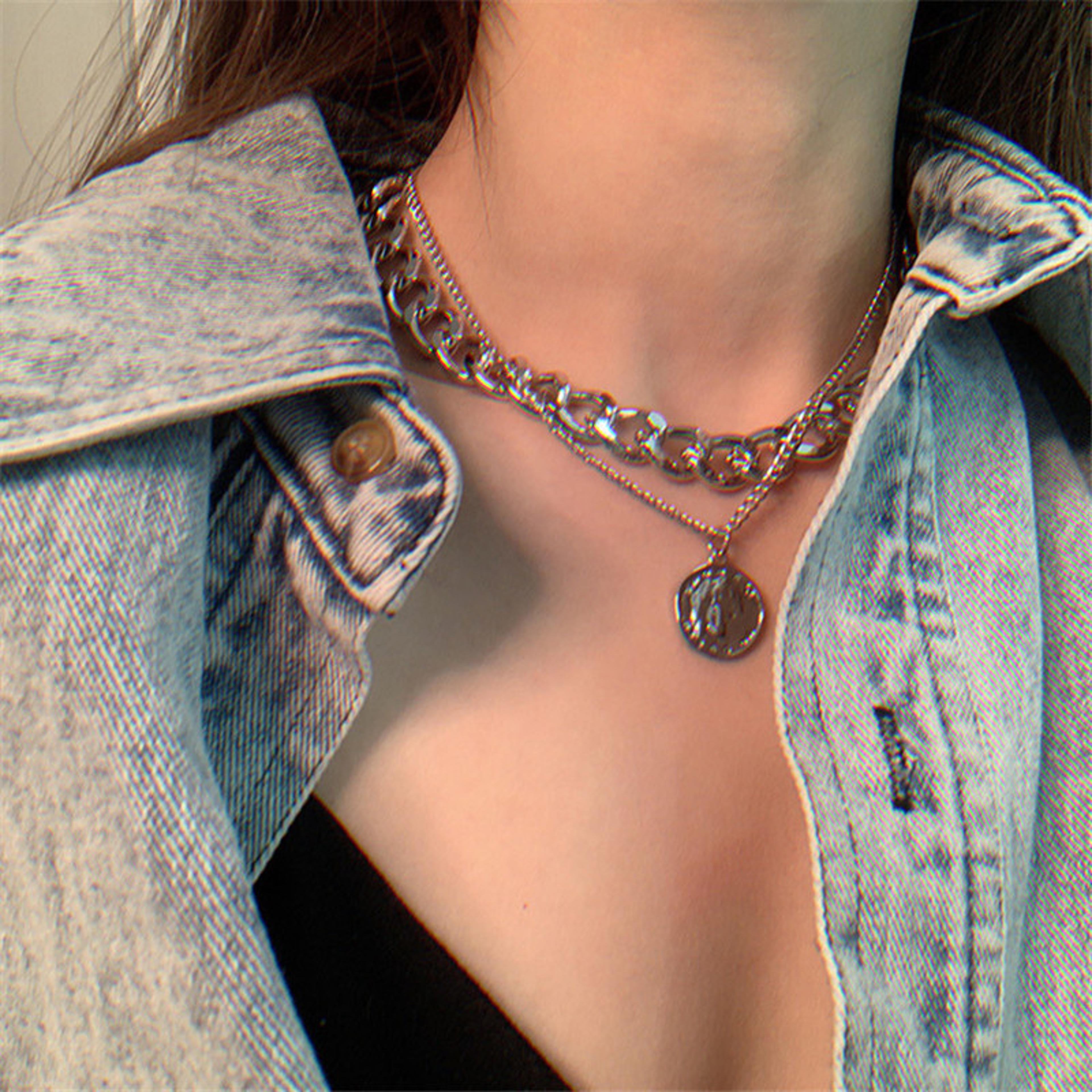 vintage layered gold pendant necklace for women layered gold necklace, vintage pendant necklace, fashion jewelry