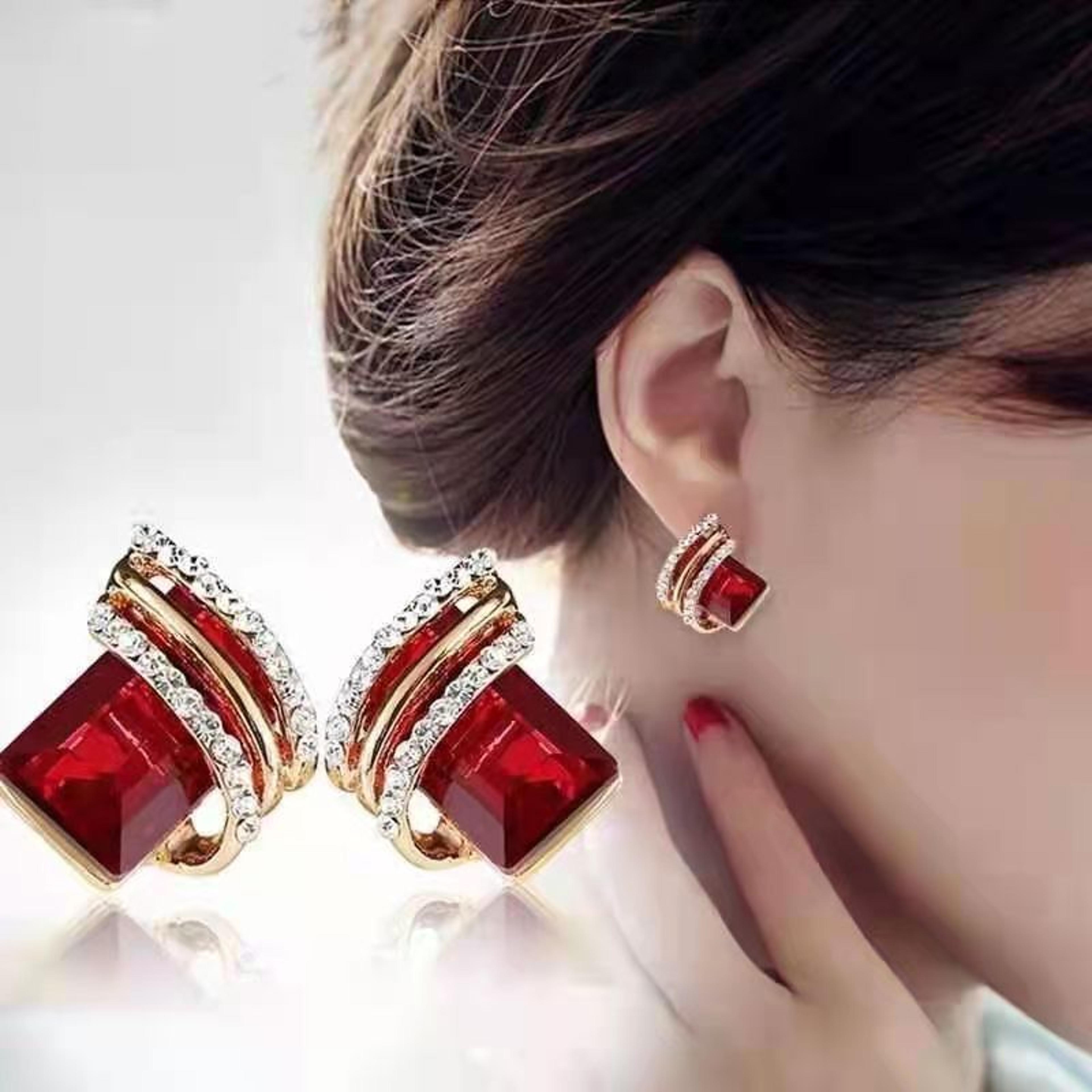 elegant rhinestone wing earrings crystal diamond shape statement earrings for women