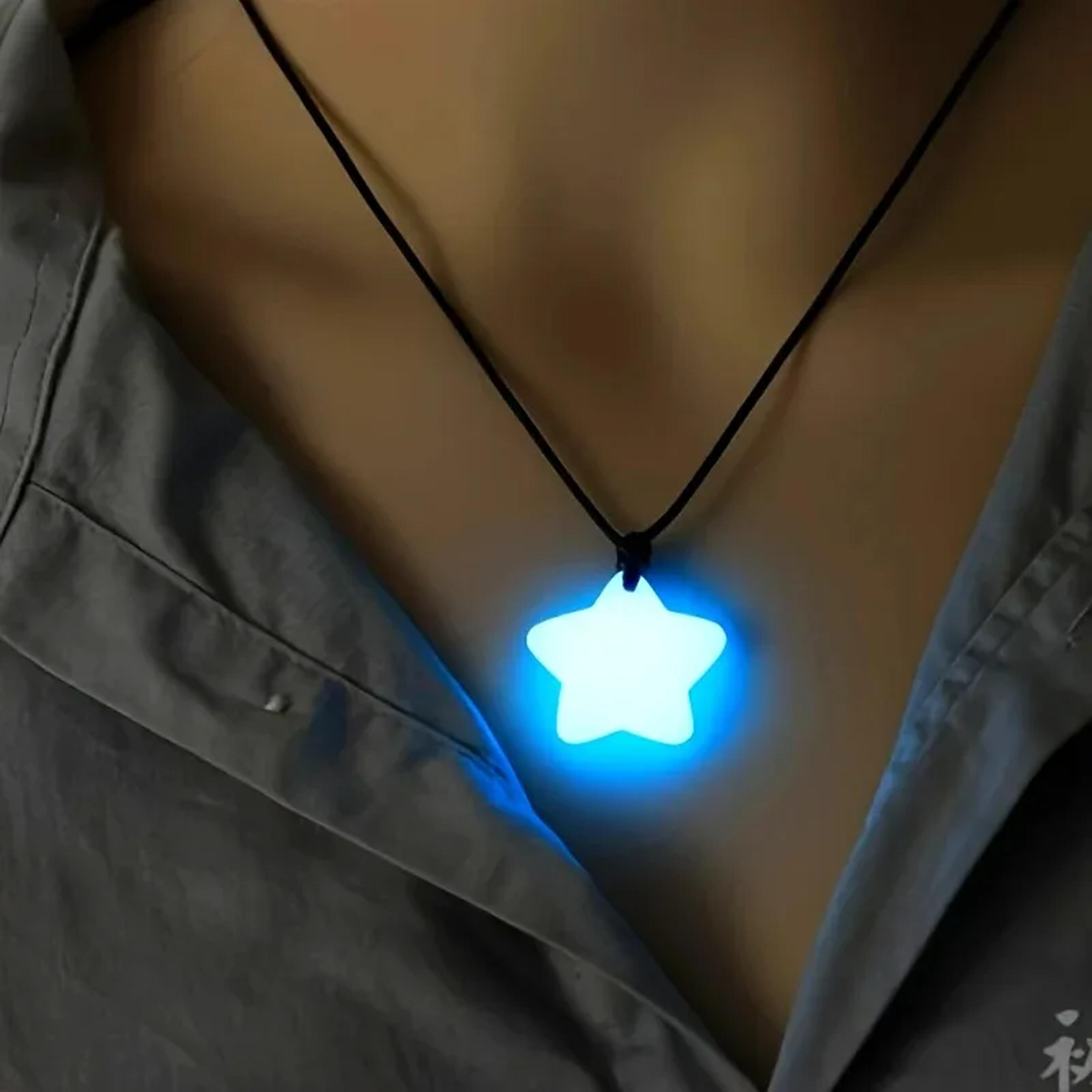 glow in the dark star pendant necklace set with adjustable rope lucky jade festival jewelry
