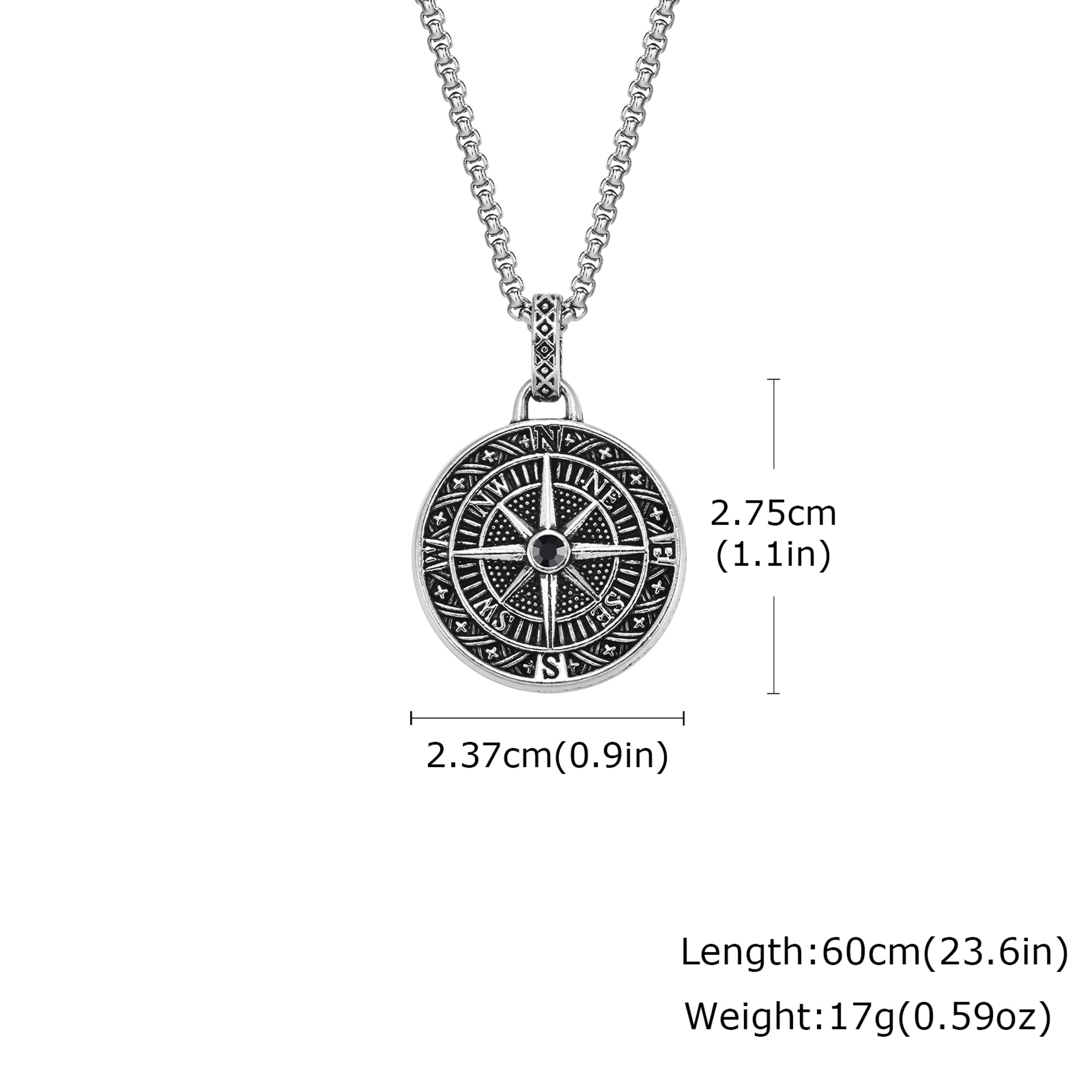 mens compass necklace stainless steel necklace with silver geometric pendant for everyday style