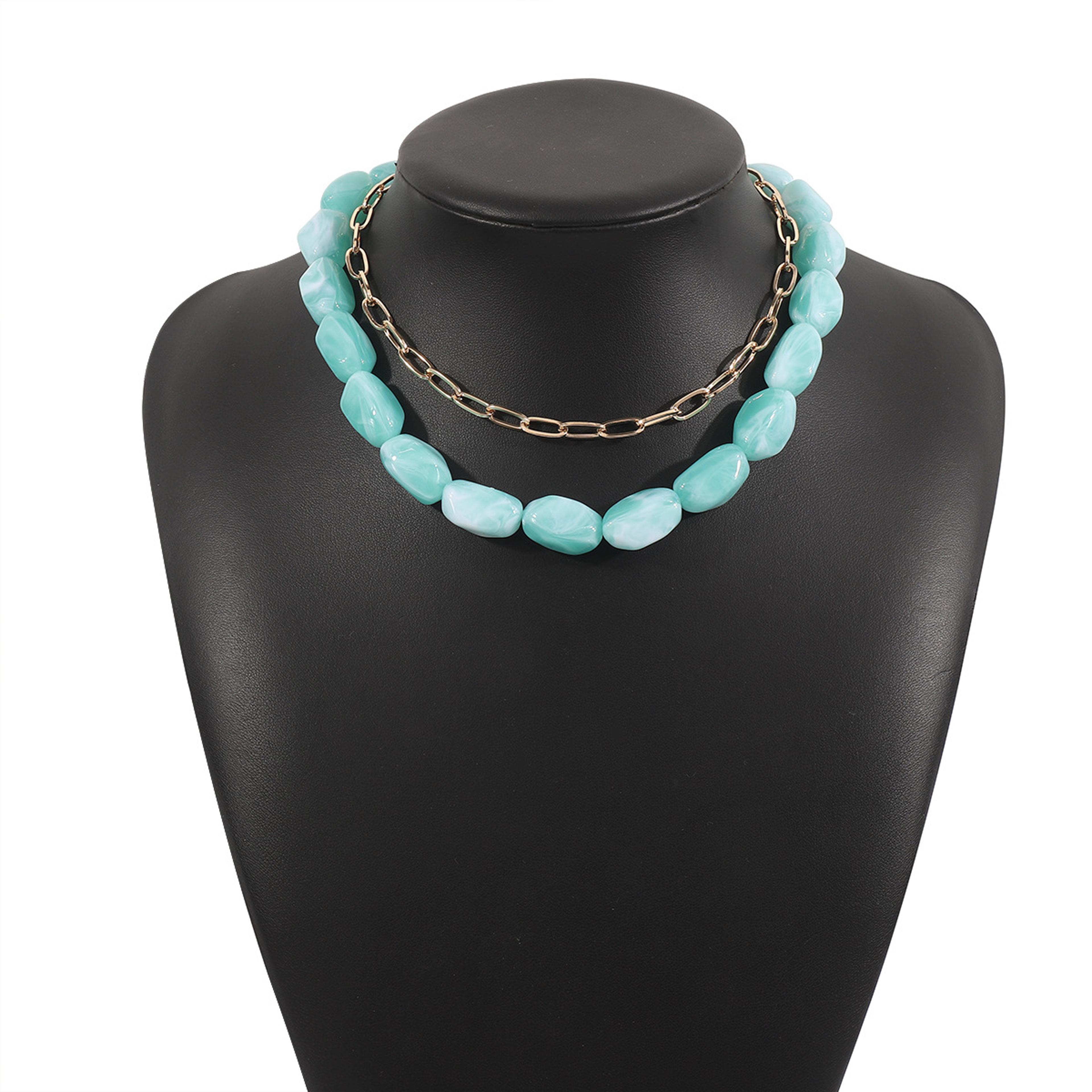 colorful beaded necklace for women stone beaded necklace layered clavicle jewelry