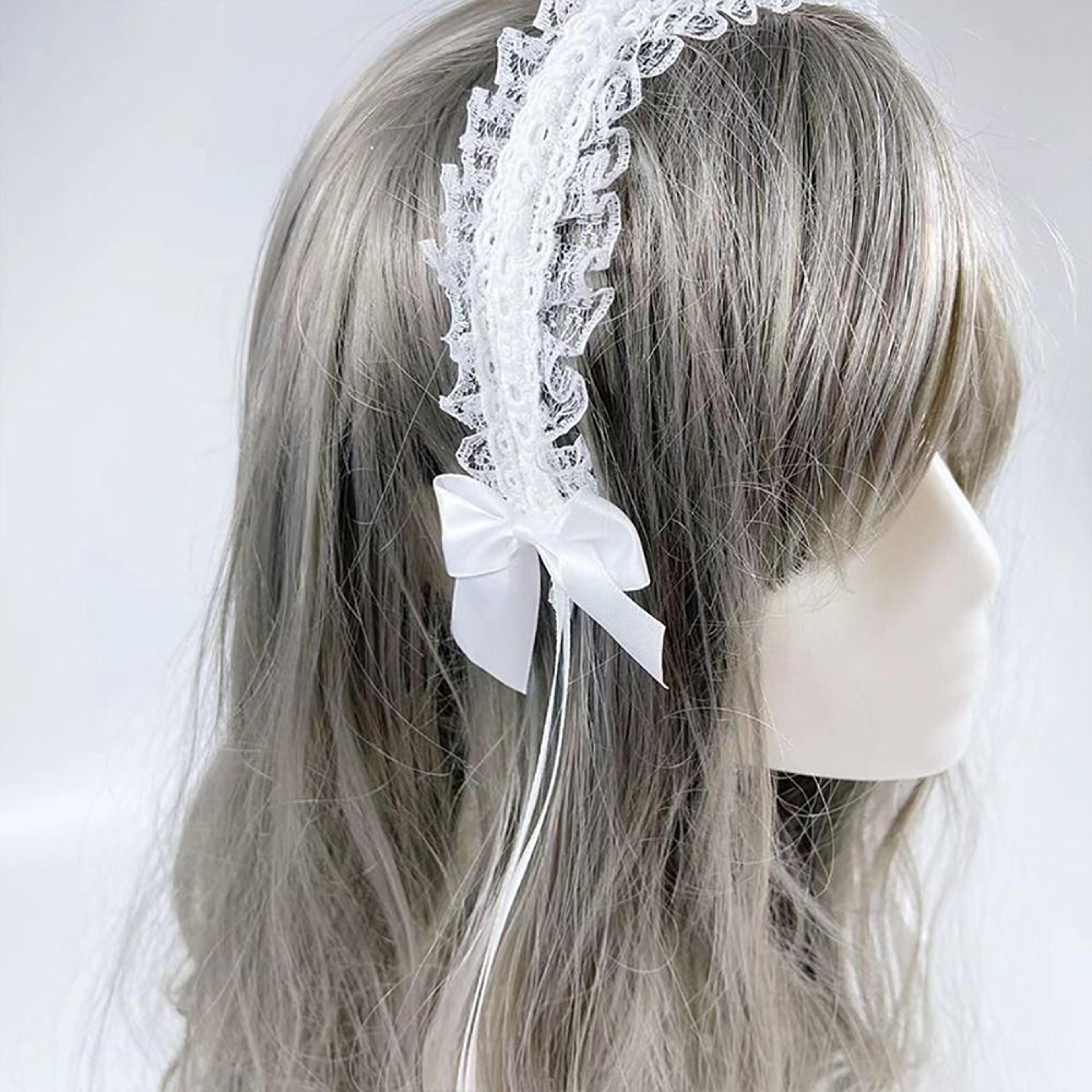 sweet lace lolita headband with bow clips cute ribbon bow headband for cosplay & photos