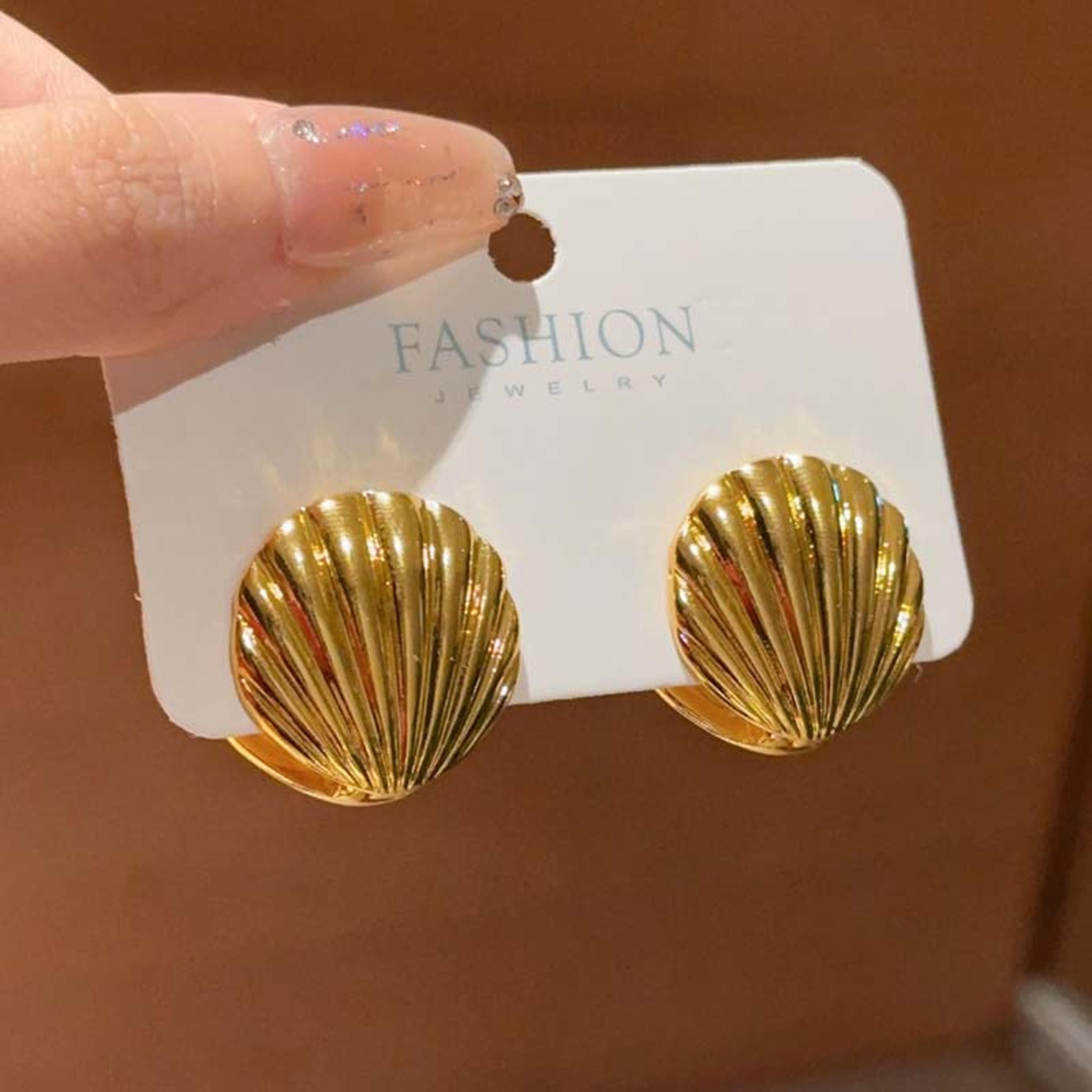 vintage shell stud earrings silver geometric statement earrings for women