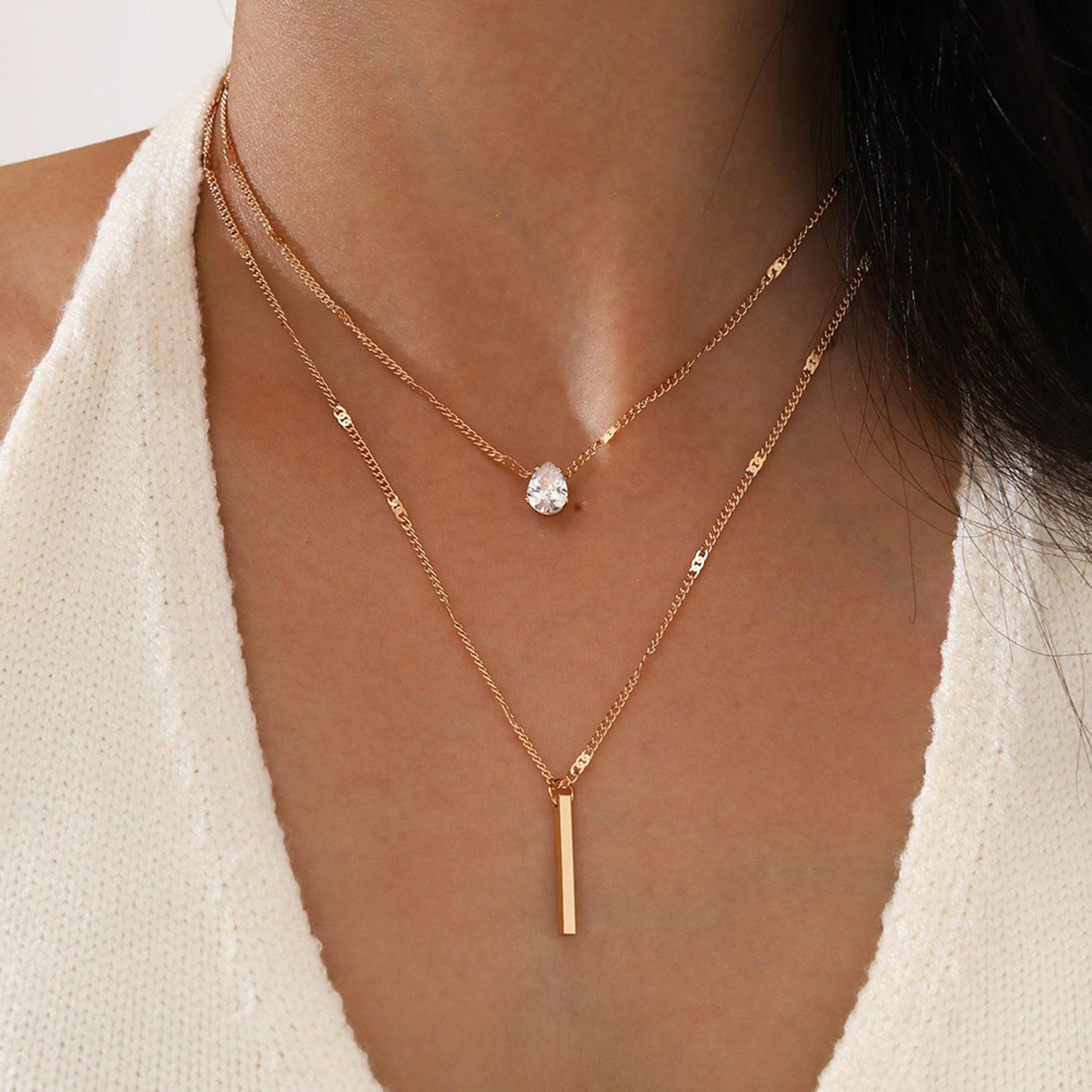 vintage layered pendant necklace for women dainty layered necklace & gold chain fashion jewelry