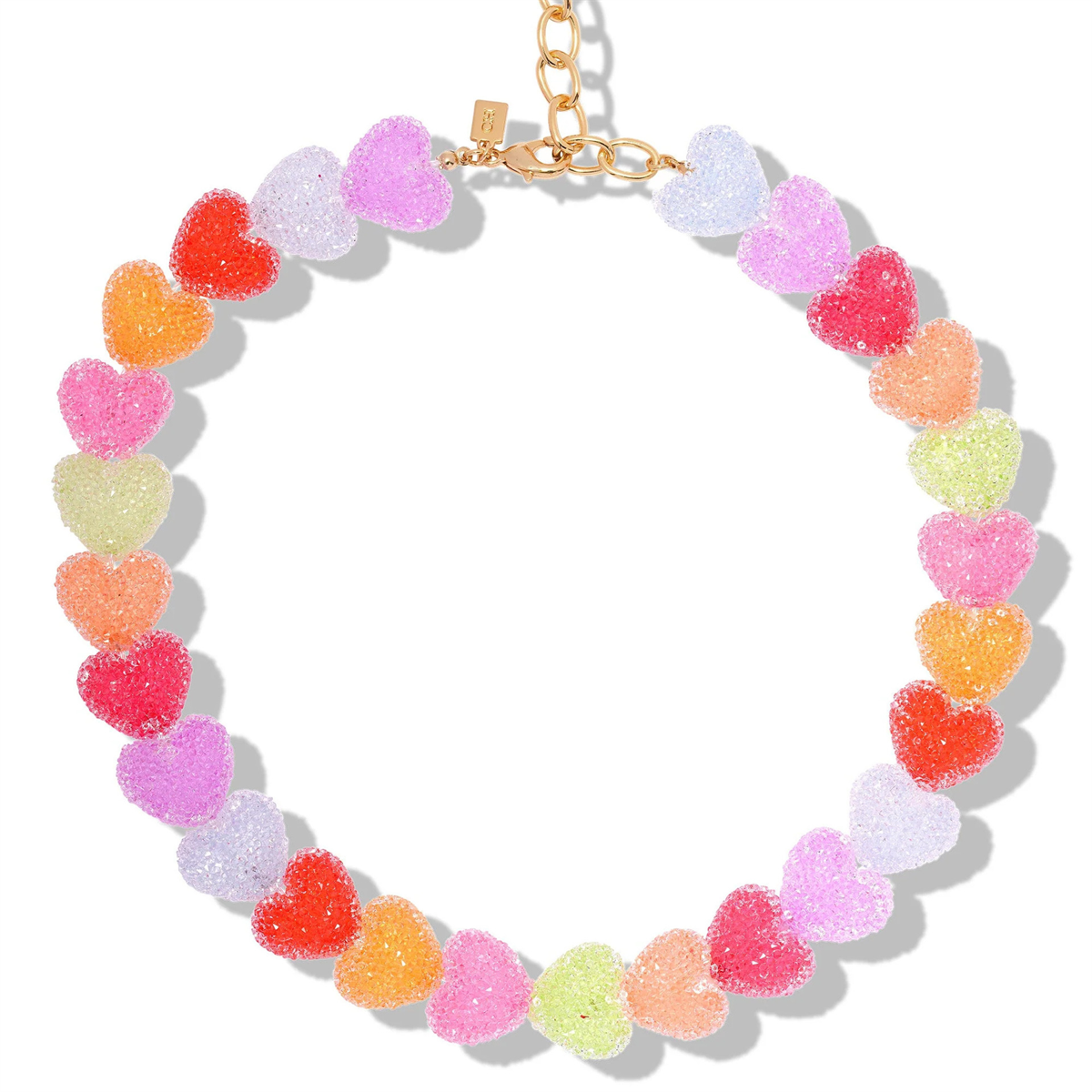 sweet colorful heart resin necklace gold plated cute pendant necklace for women