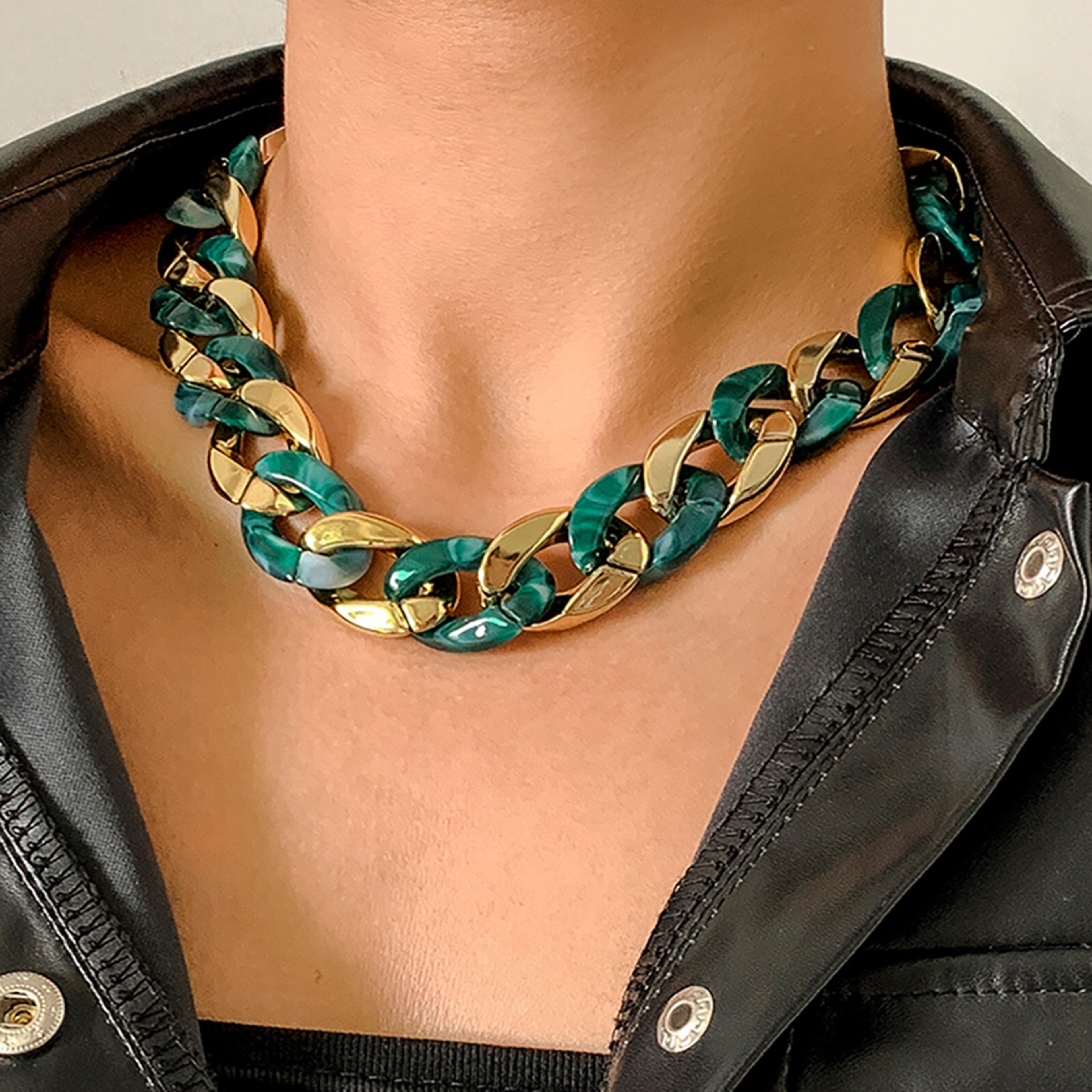 punk cross necklace gothic acrylic chain necklace with hip hop buckle design for women