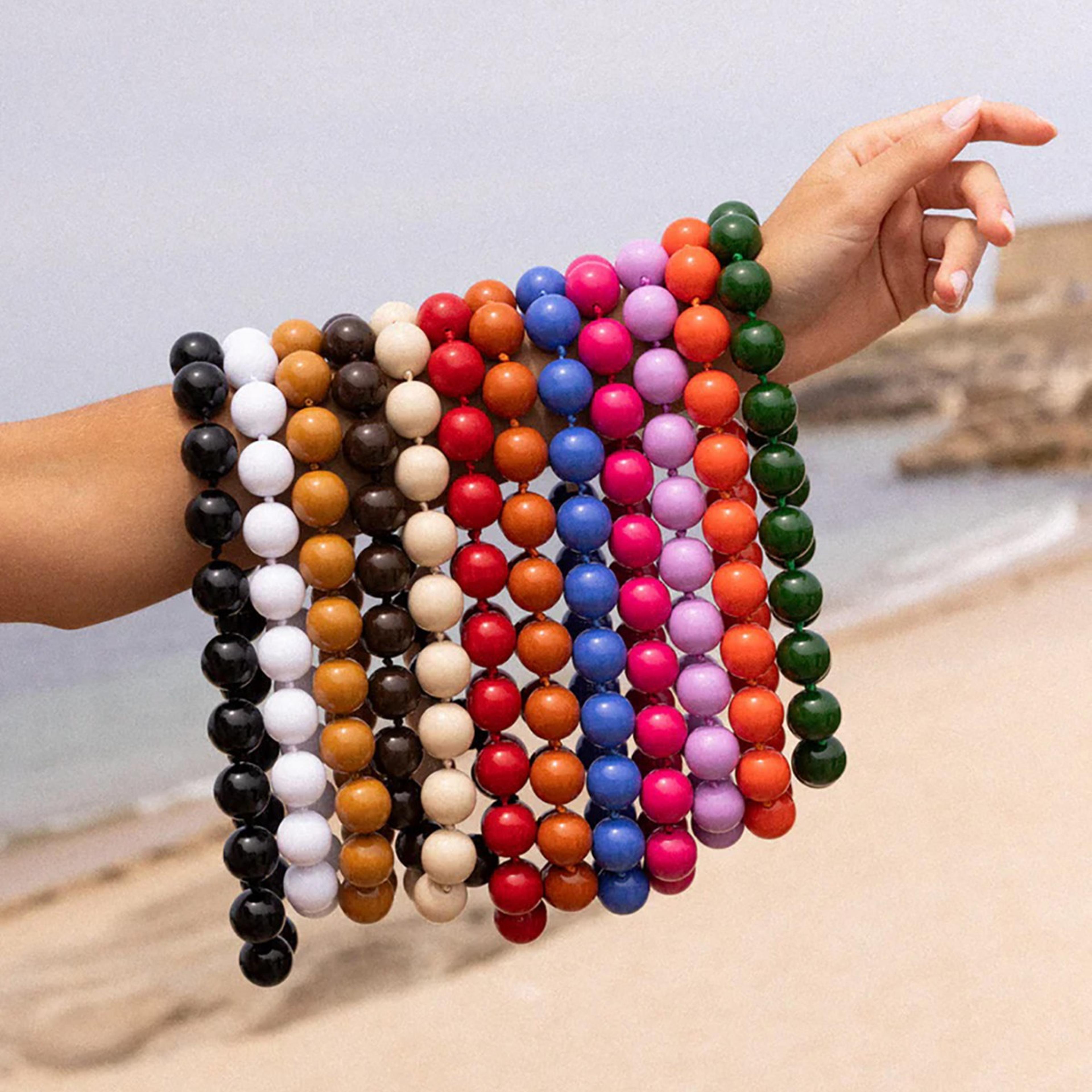 bohemian colorful bead choker necklace handmade geometric acrylic statement jewelry for women