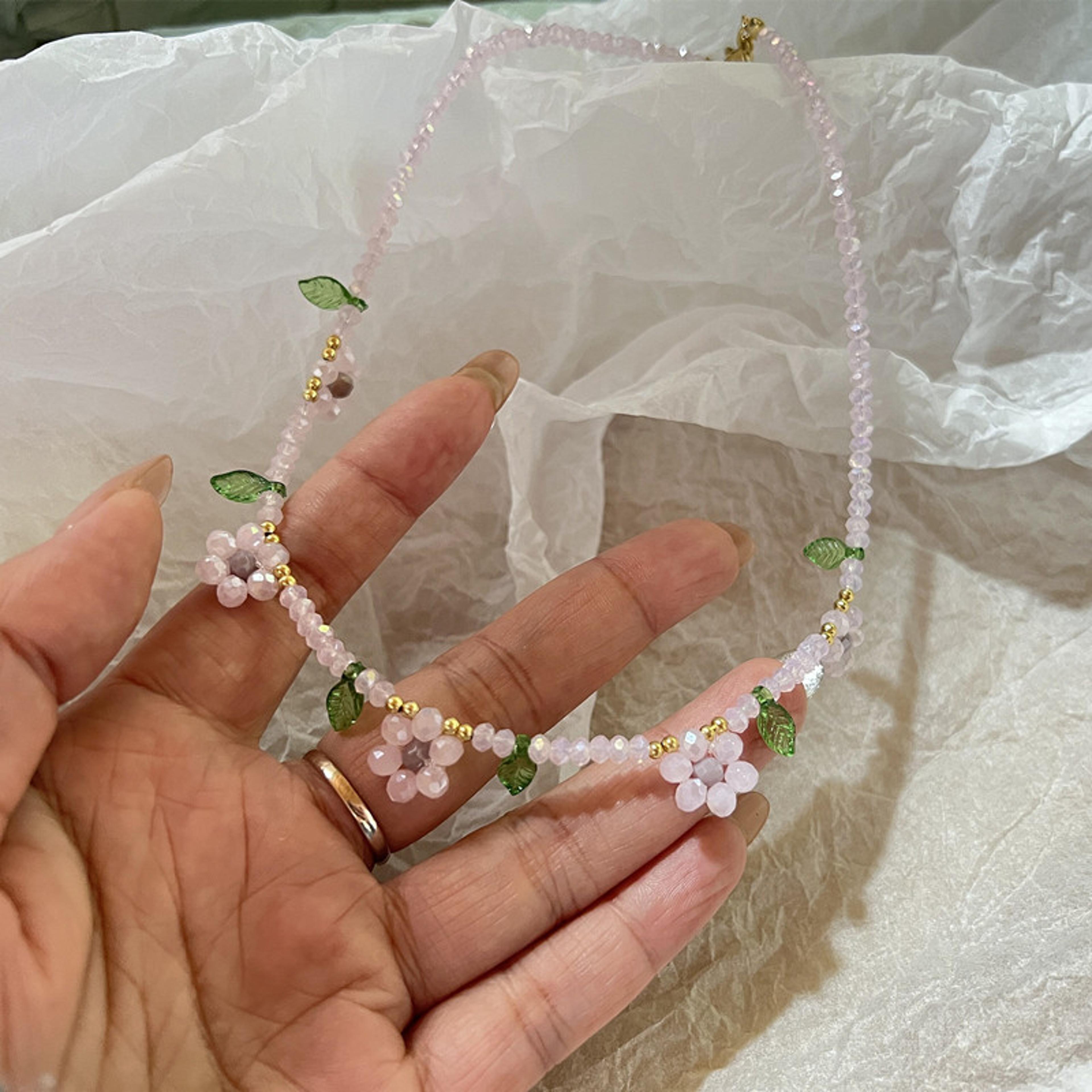 boho flower necklace handmade daisy beaded choker for summer beach style