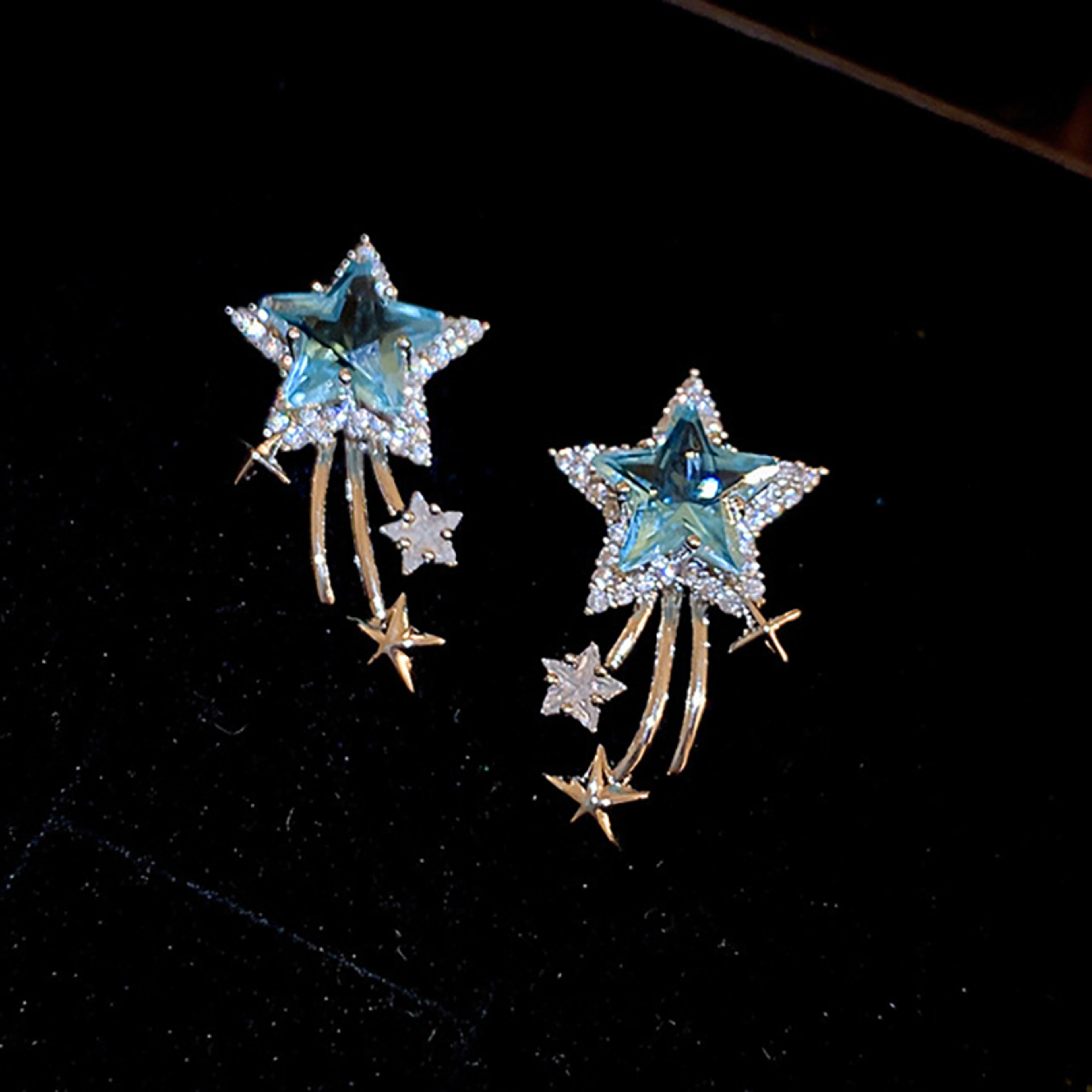 celestial star zircon earrings sparkly star earrings for women with elegant crystal ear hooks