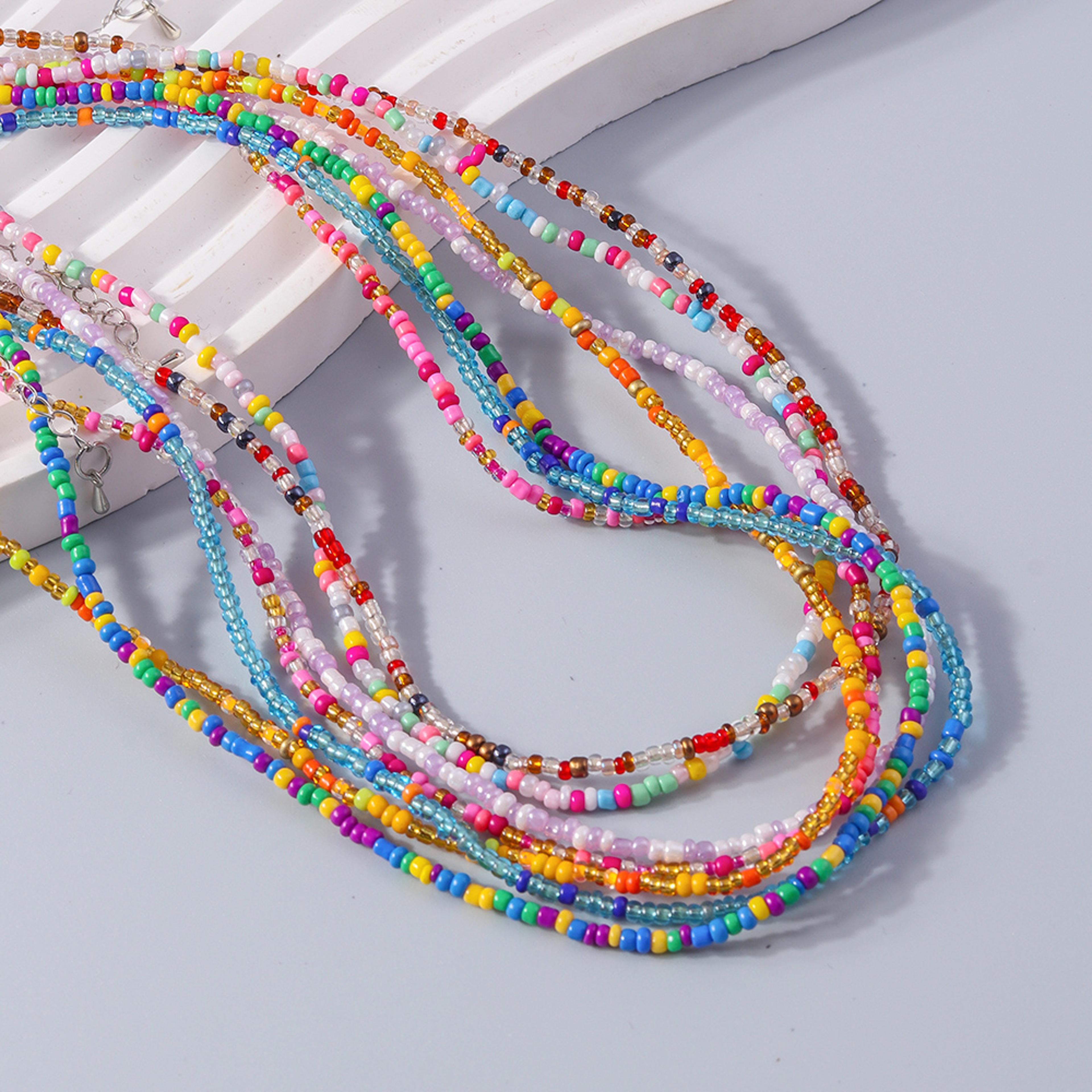 colorpop boho beaded choker necklace for women colorful beaded necklace summer jewelry gift