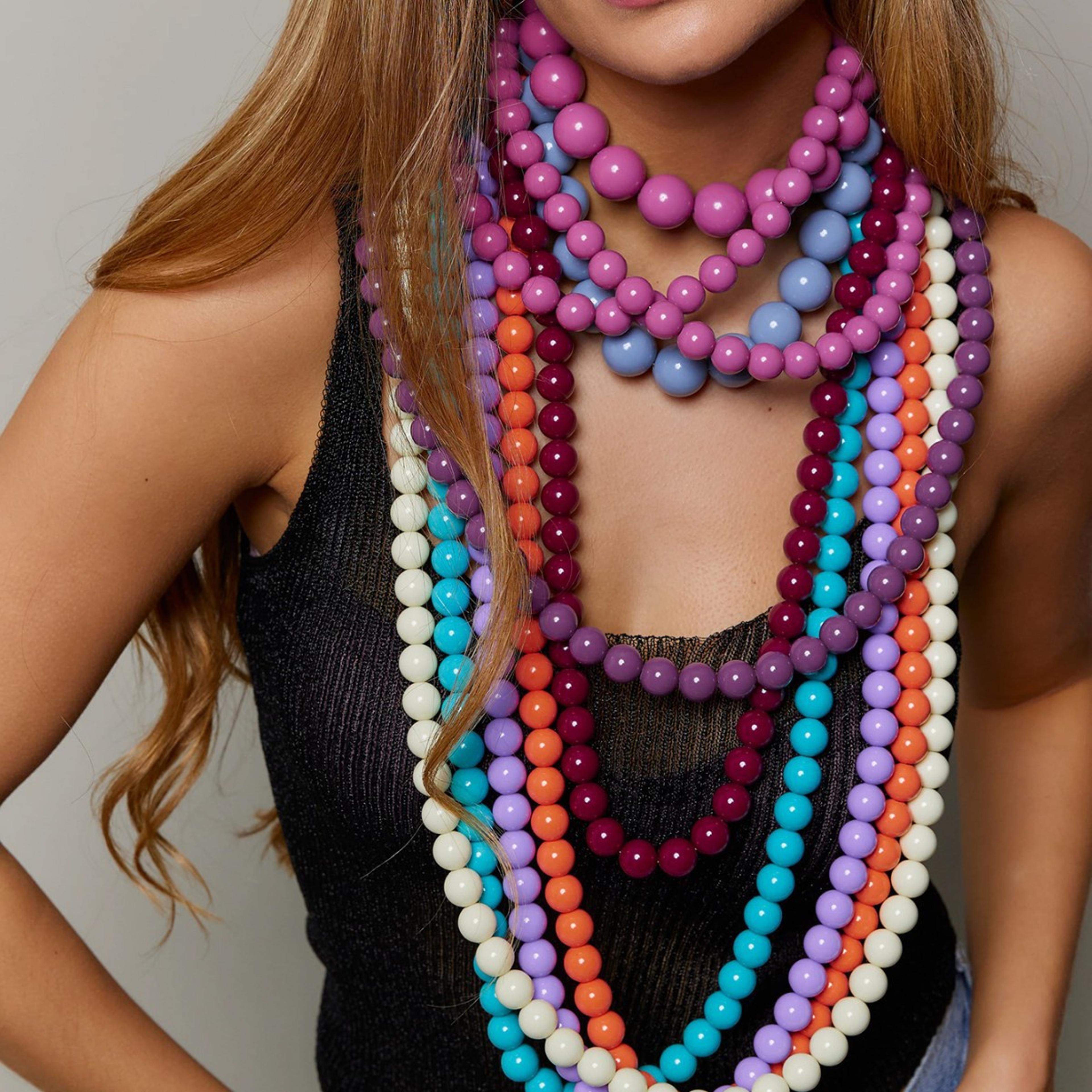 colorpop boho beaded necklace handmade statement choker necklace with colorful acrylic beads
