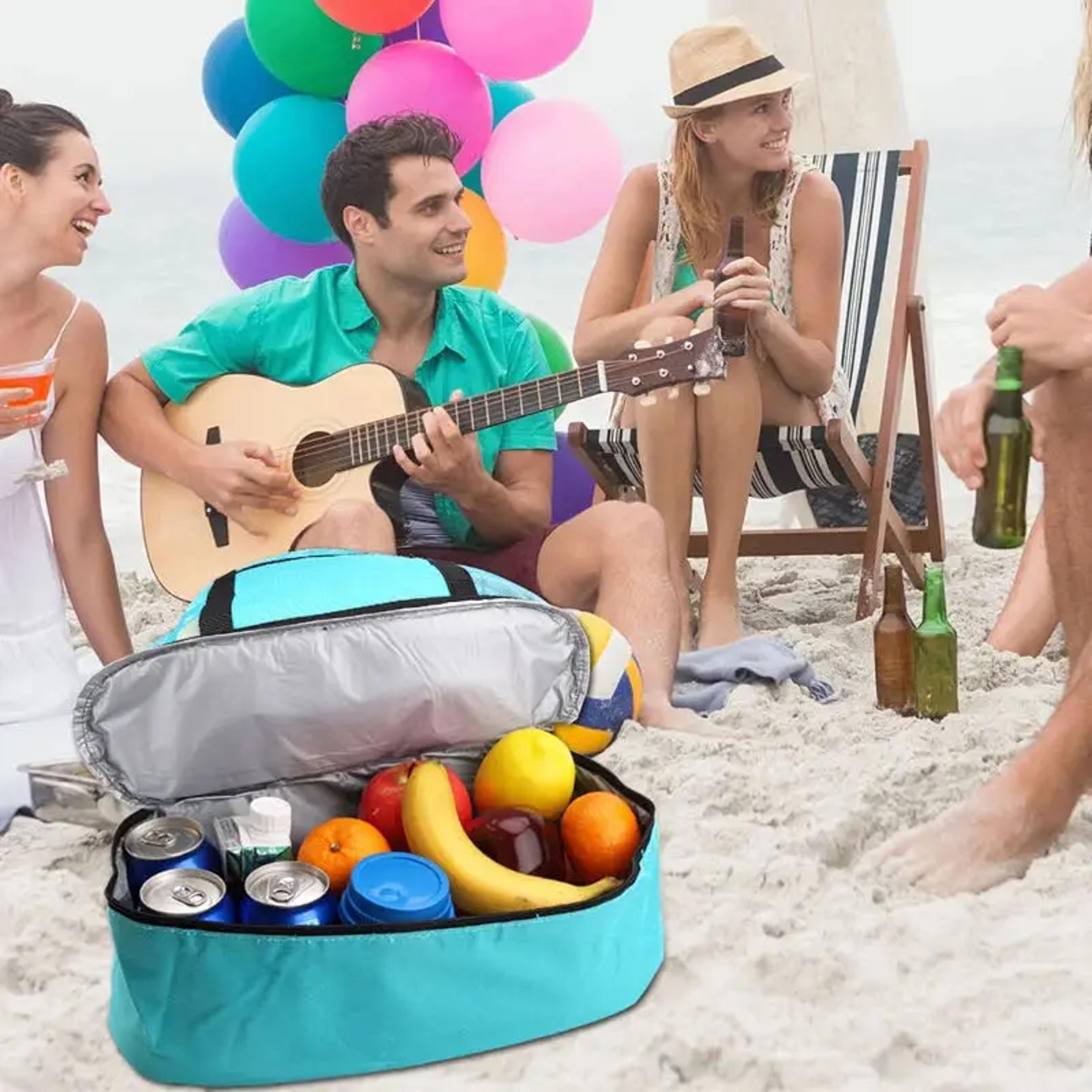 insulated beach bag with waterproof mesh storage large capacity cooler tote for picnic & travel