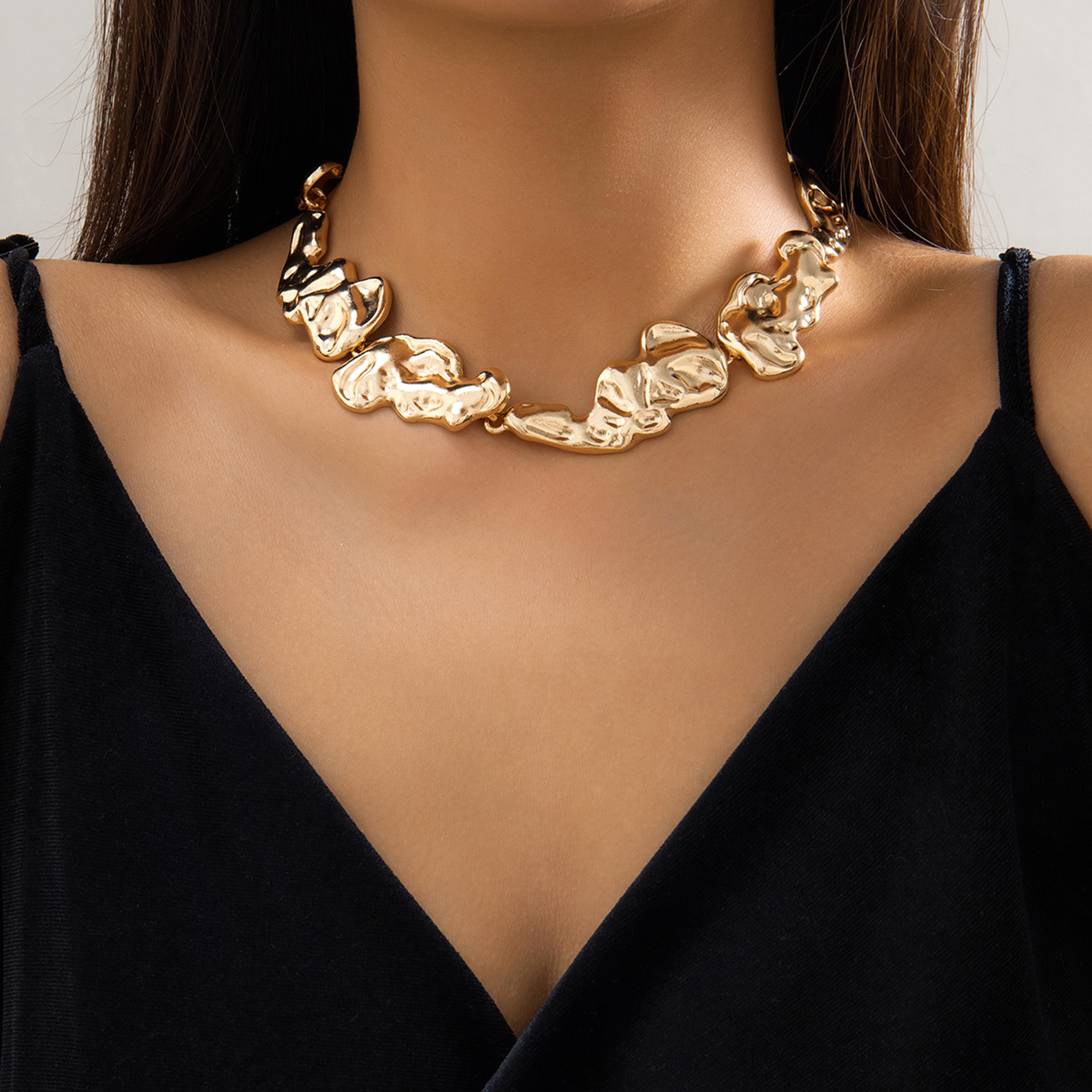 gold choker necklace vintage statement collar necklace for women