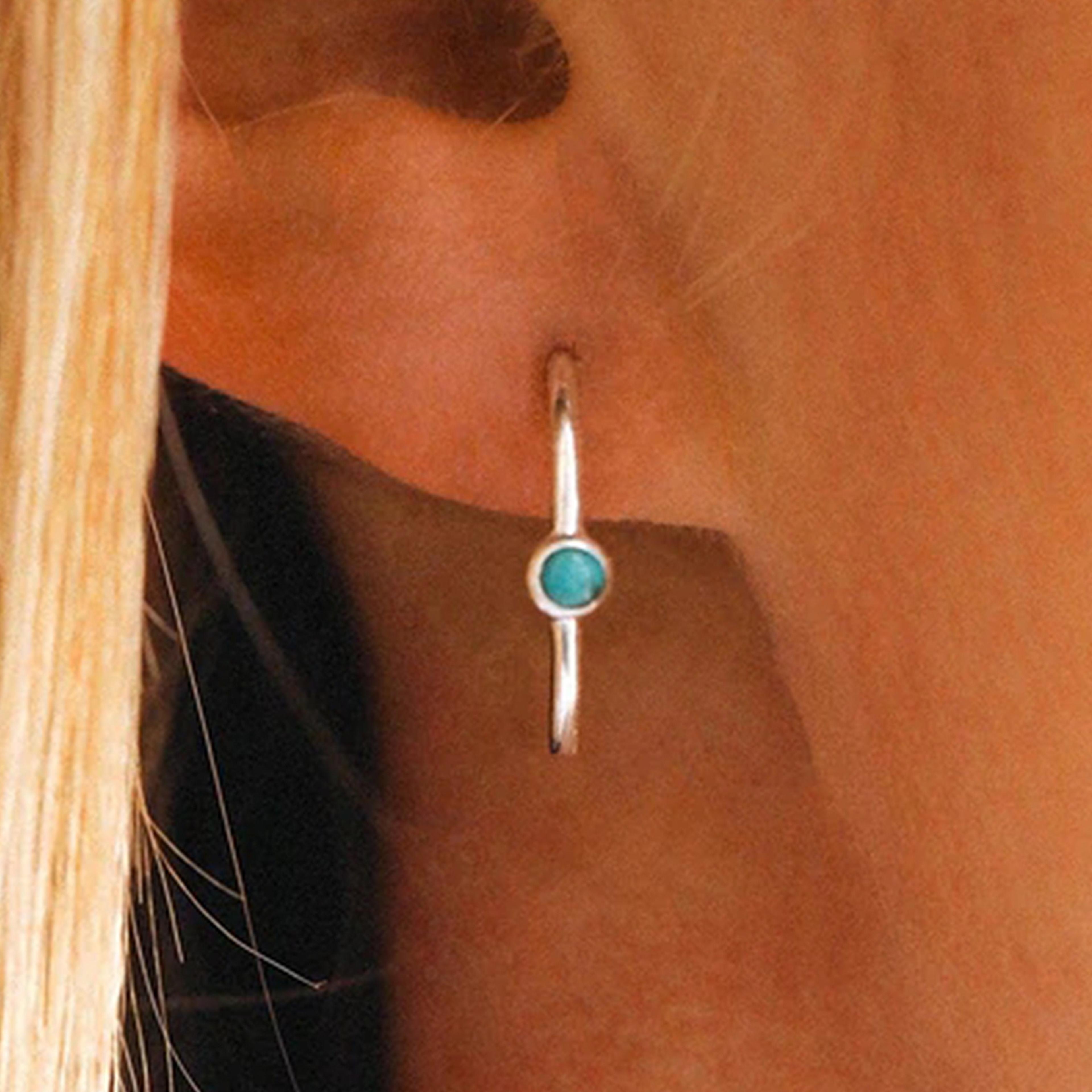 huitan blue stone stud earrings minimalist silver stud earrings for everyday elegance