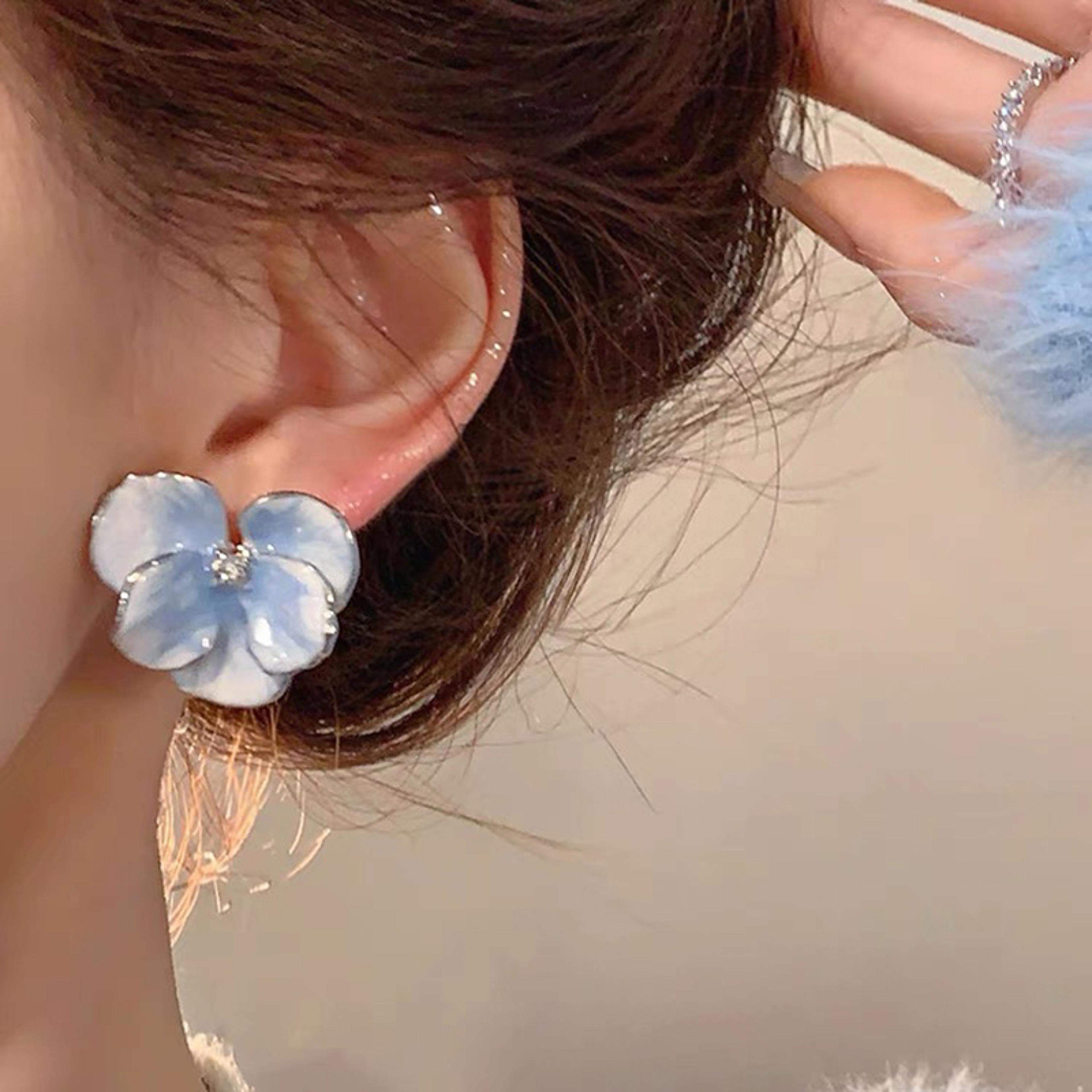 retro glazed flower earrings elegant retro floral earrings for women