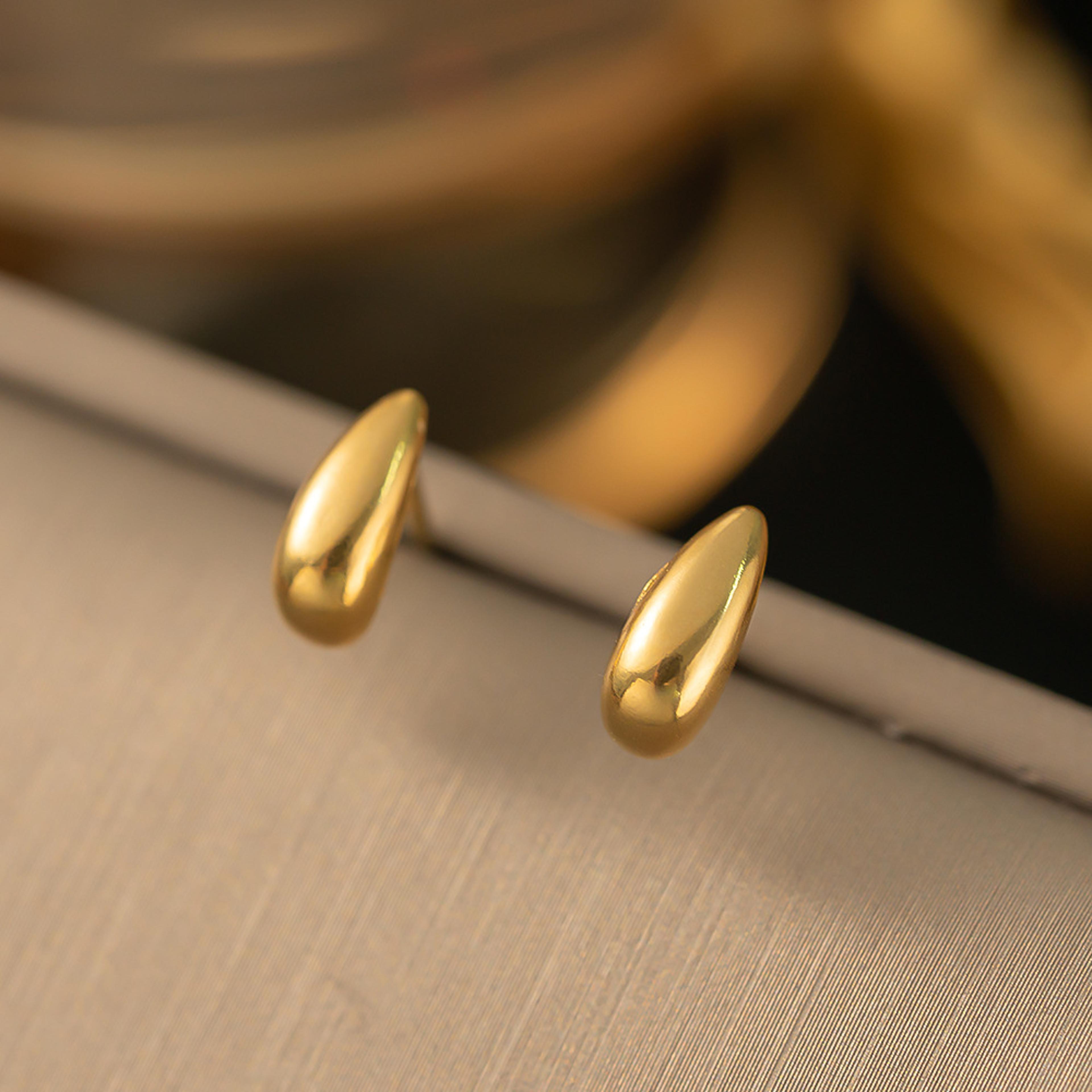 elegant stainless steel stud earrings waterproof water drop earrings for women & girls