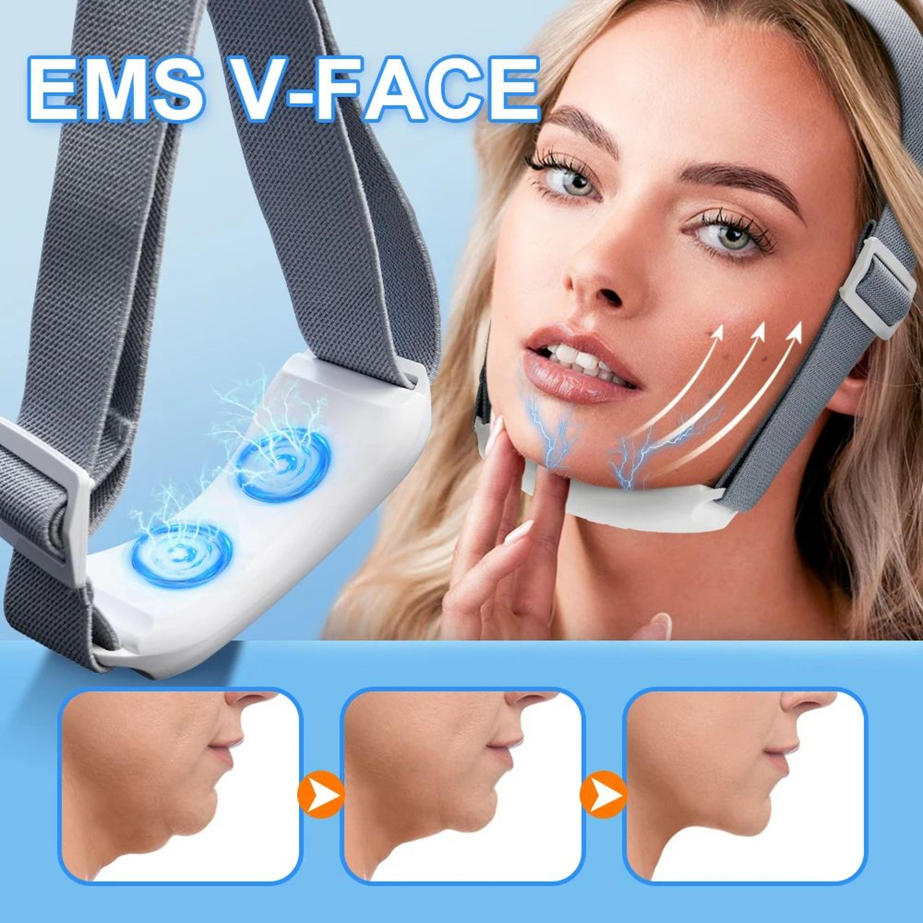 ems face lifting massager, anti-wrinkle v-face device for double chin removal & skin firming