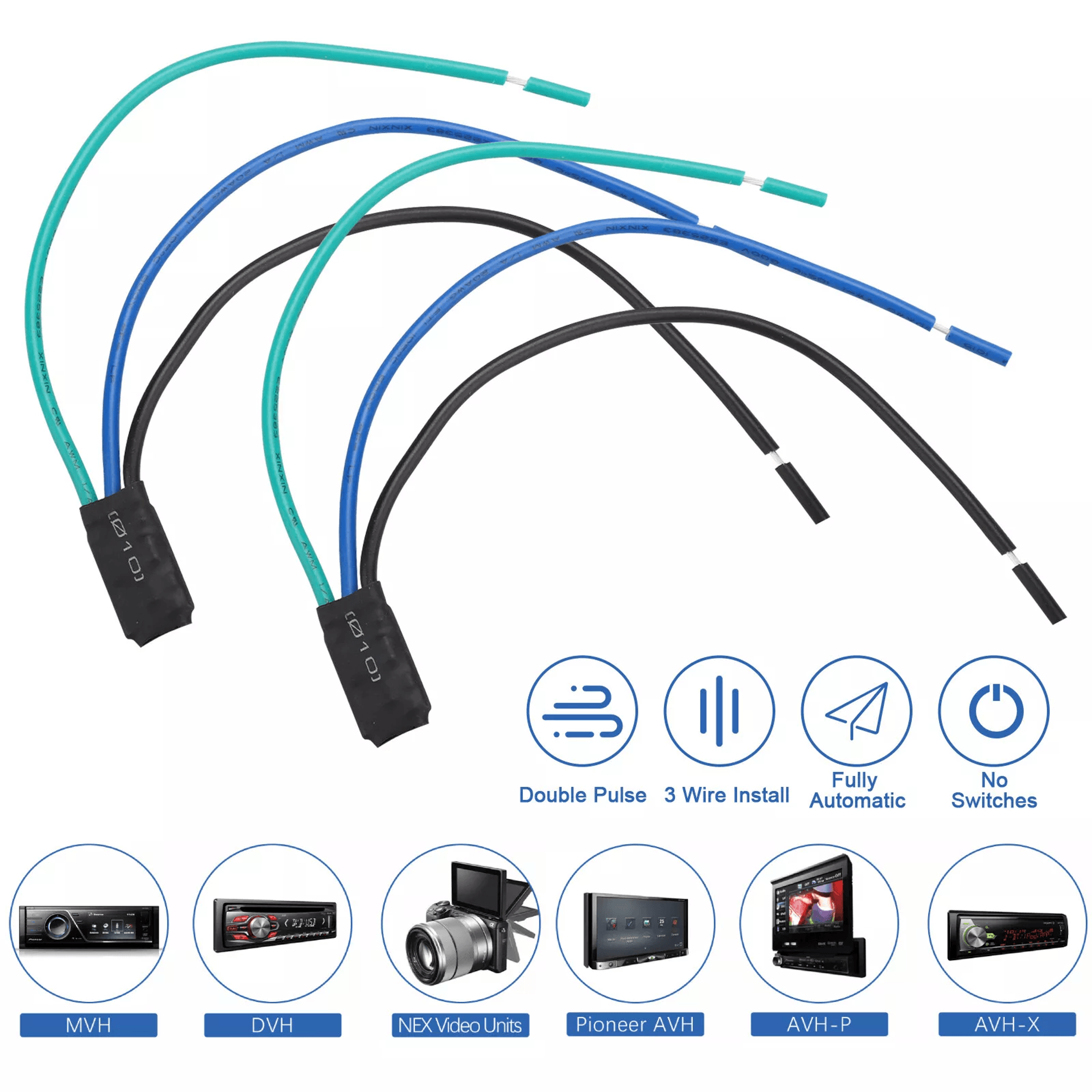 pulse bypass universal for pioneer parking brake video override, radio unlock interface