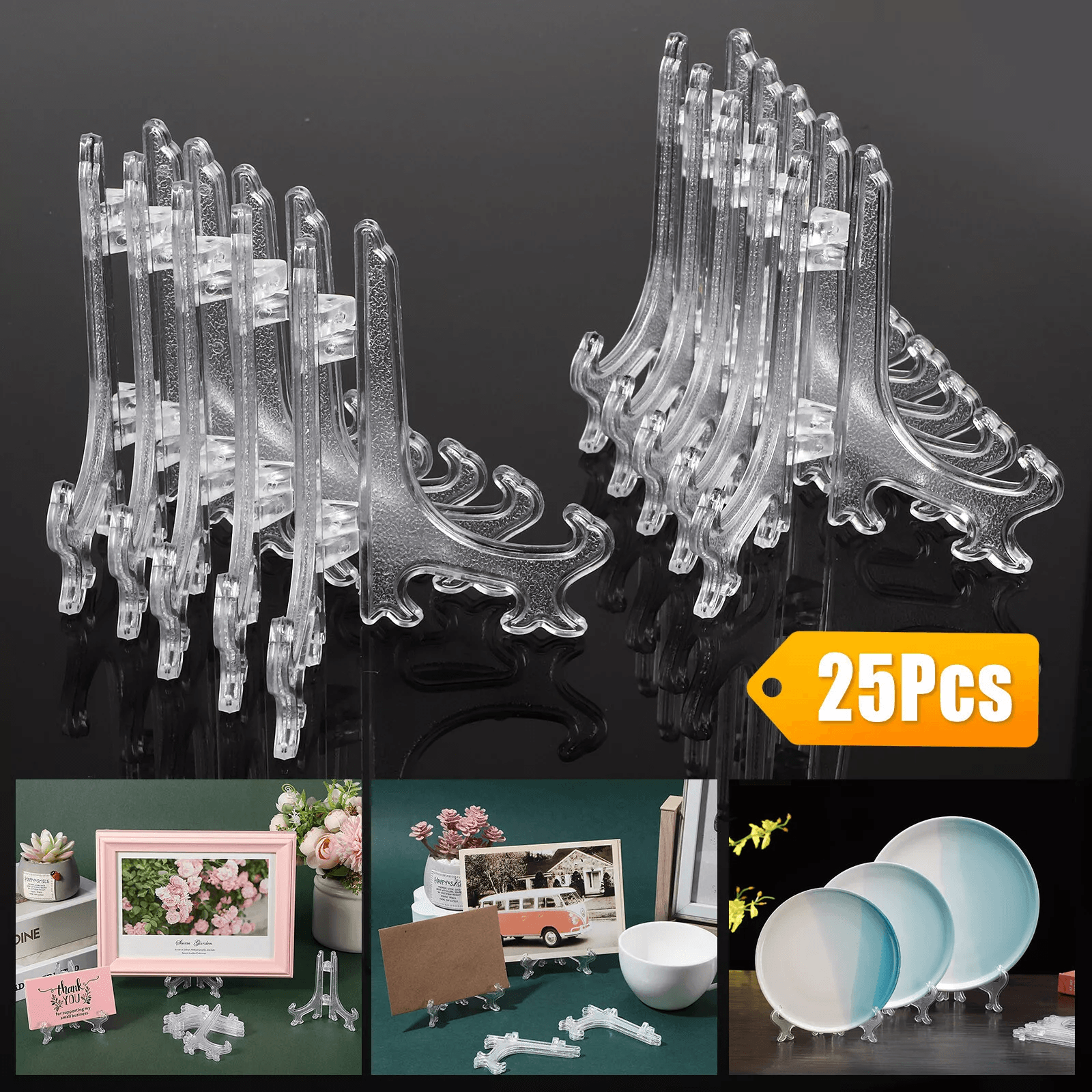 foldable easel display stand for plates, picture frames, cards & photos